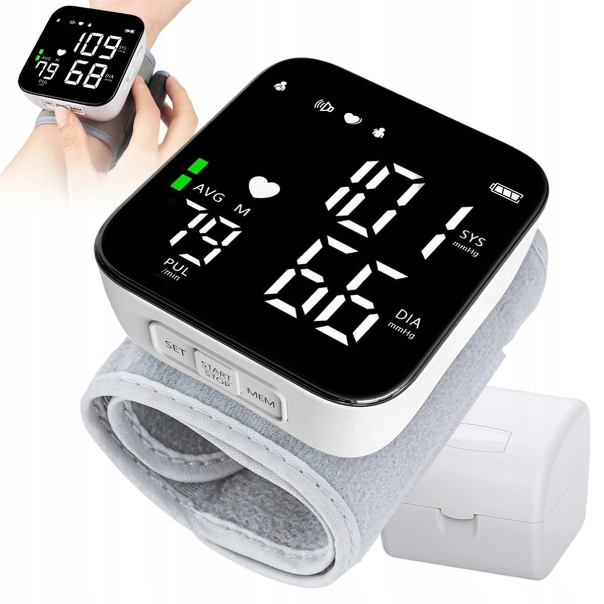 PRESSURE MONITOR WITH LED BACKLIGHT AND ADJUSTABLE CUFF GREY Medical device no