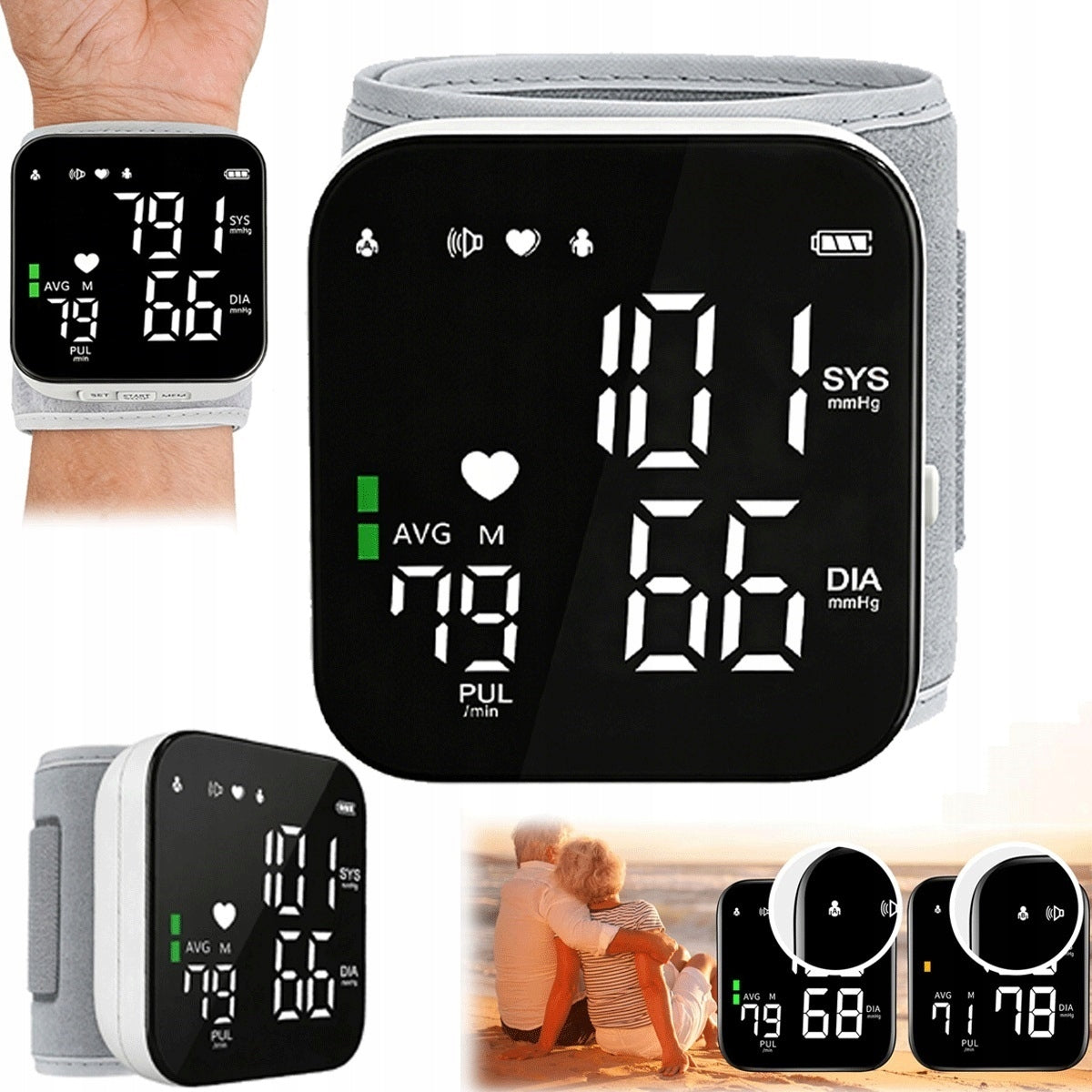 PRESSURE MONITOR WITH LED DISPLAY AND SINGLE-KEY OPERATION GREY Packaging status original