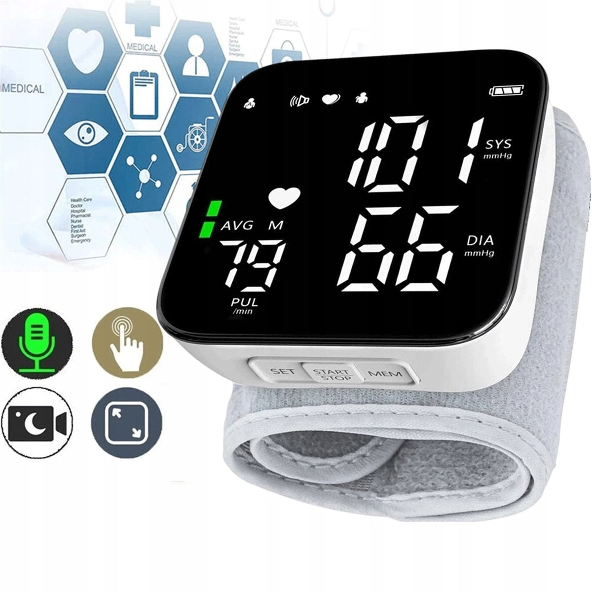PRESSURE MONITOR WITH LED DISPLAY AND SINGLE-KEY OPERATION GREY
