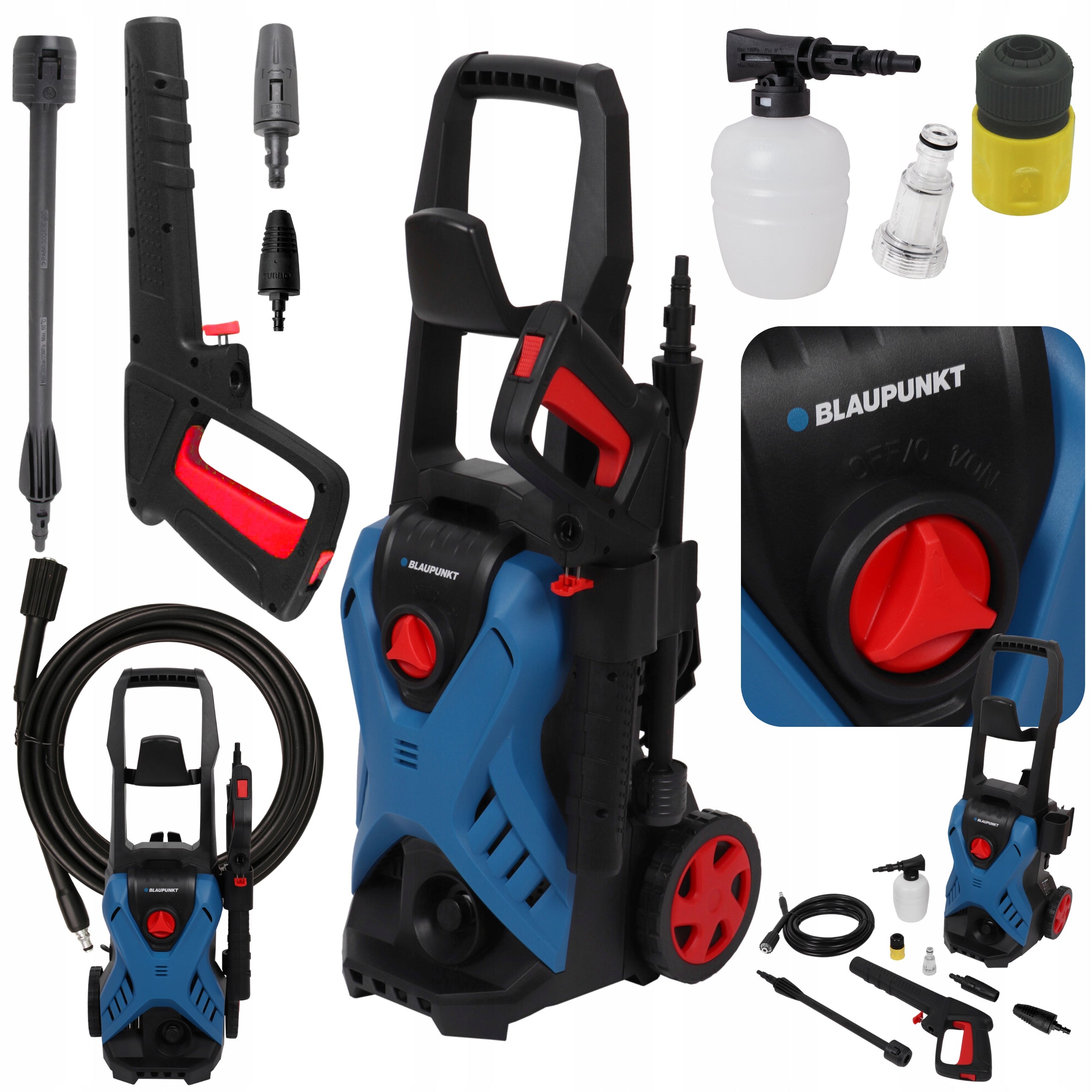PRESSURE WASHER 135 BAR ALUMINUM PUMP STRONG 1600W FOAMER