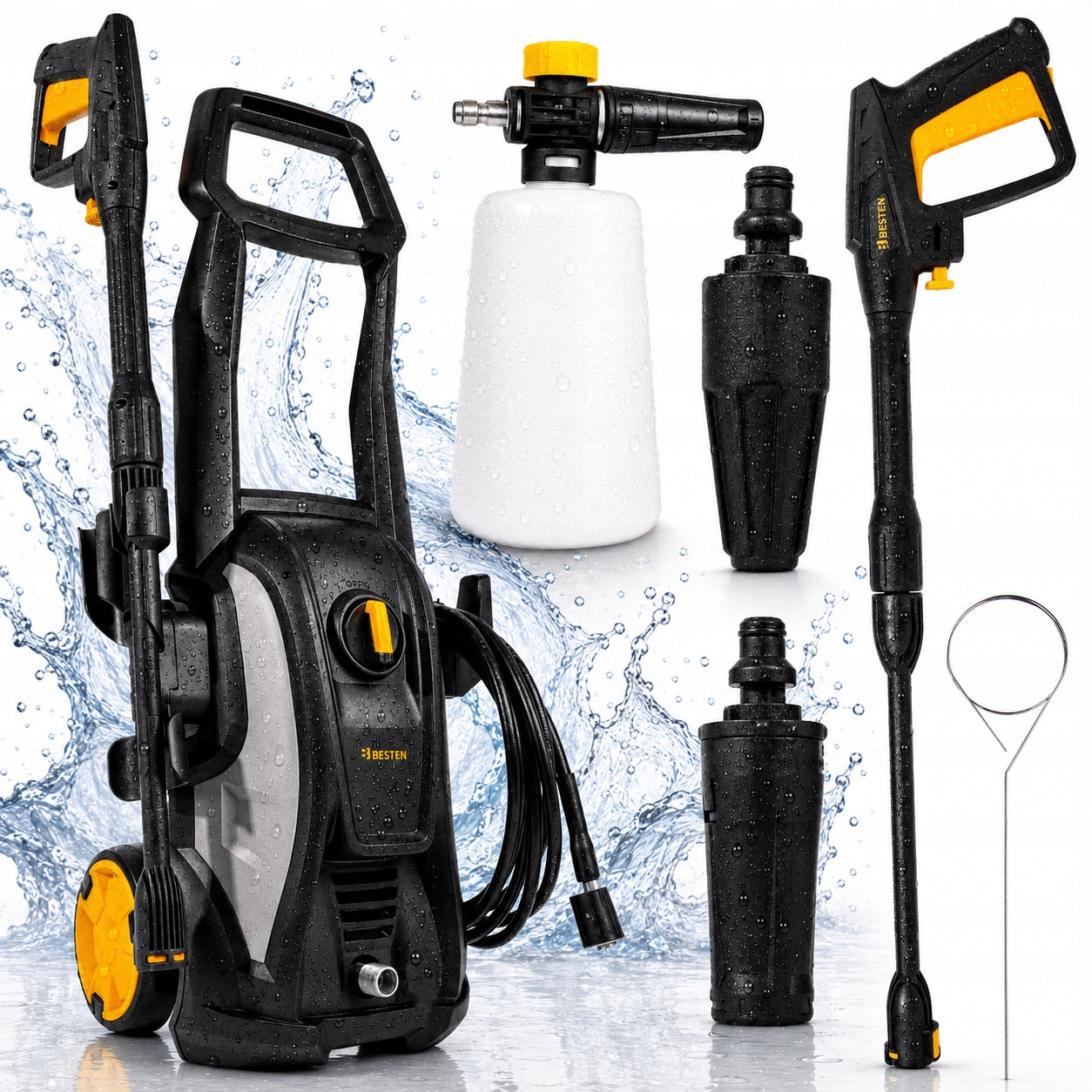 PRESSURE WASHER 135bar POWERFUL ALUMINUM PUMP 1600W BESTEN TURBO SET