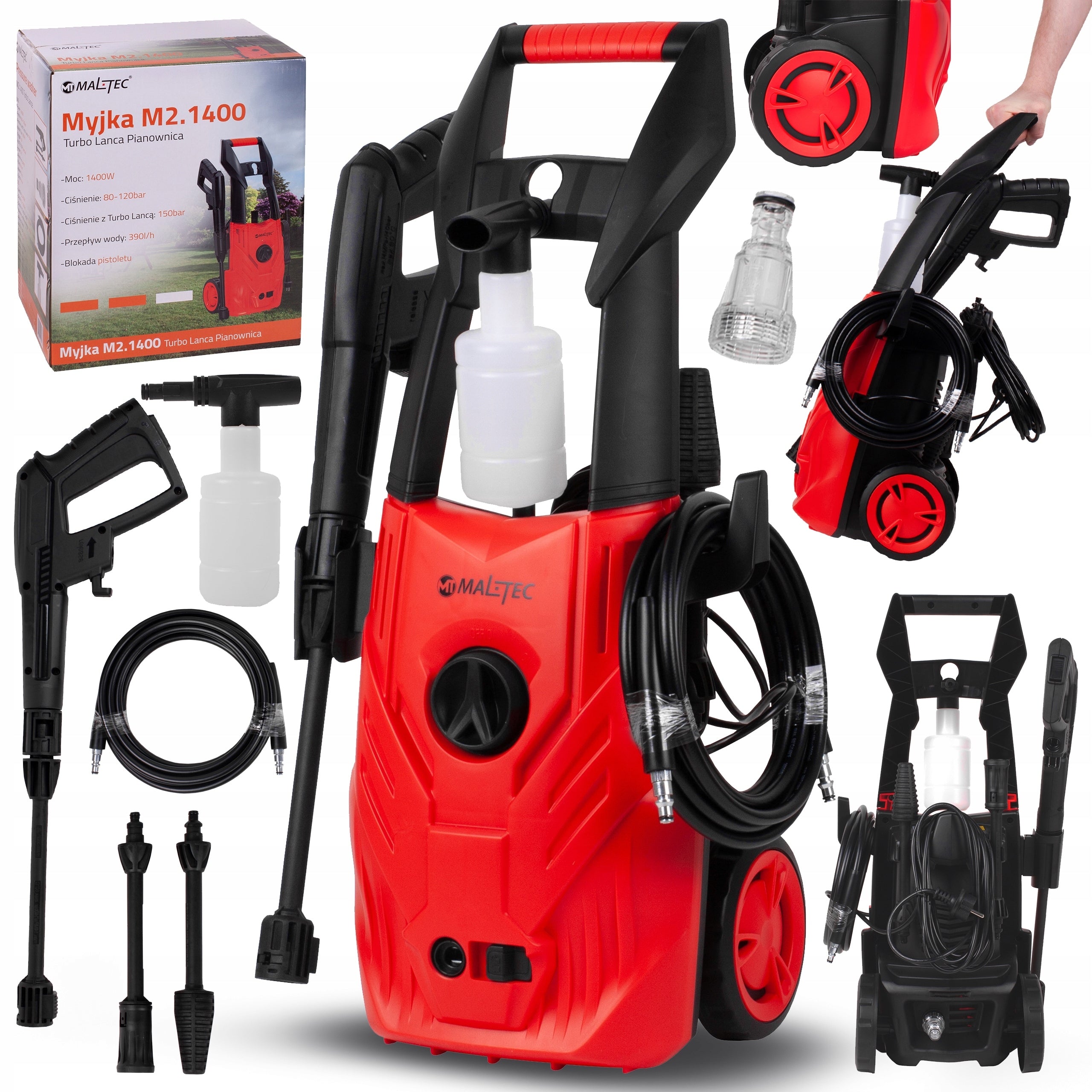 PRESSURE WASHER 1400W COMPACT 150BAR ALUMINUM PUMP FOAMER TURBO