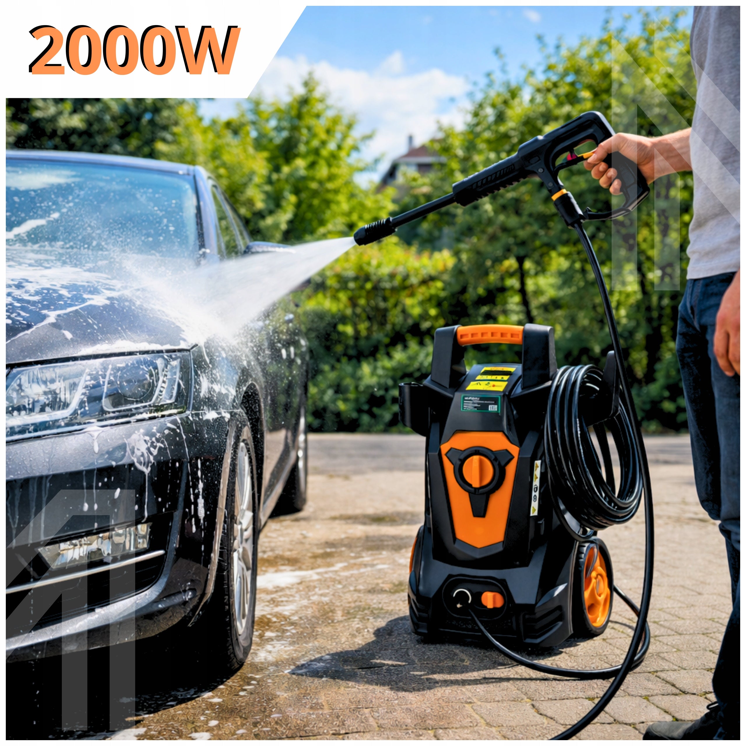 PRESSURE WASHER 200 BAR POWERFUL PUMP SET FOR WASHER 2000W LANCE BRUSH Manufacturer code MYJKA CIŚNIENIOWA 200 BAR MOCNA POMPA