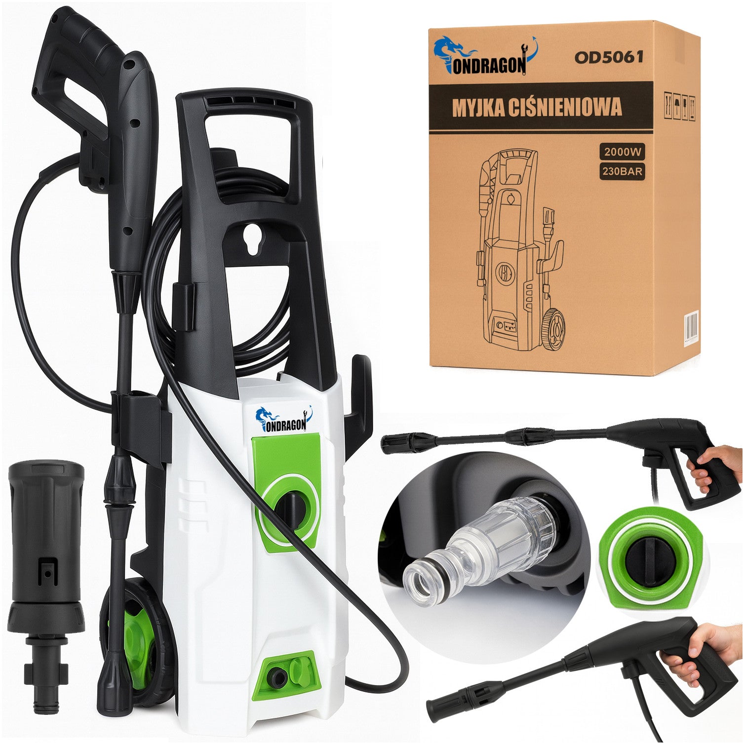 PRESSURE WASHER 230 BAR POWER 2000W TURBO LANCE ALUMINUM PUMP SET XXL