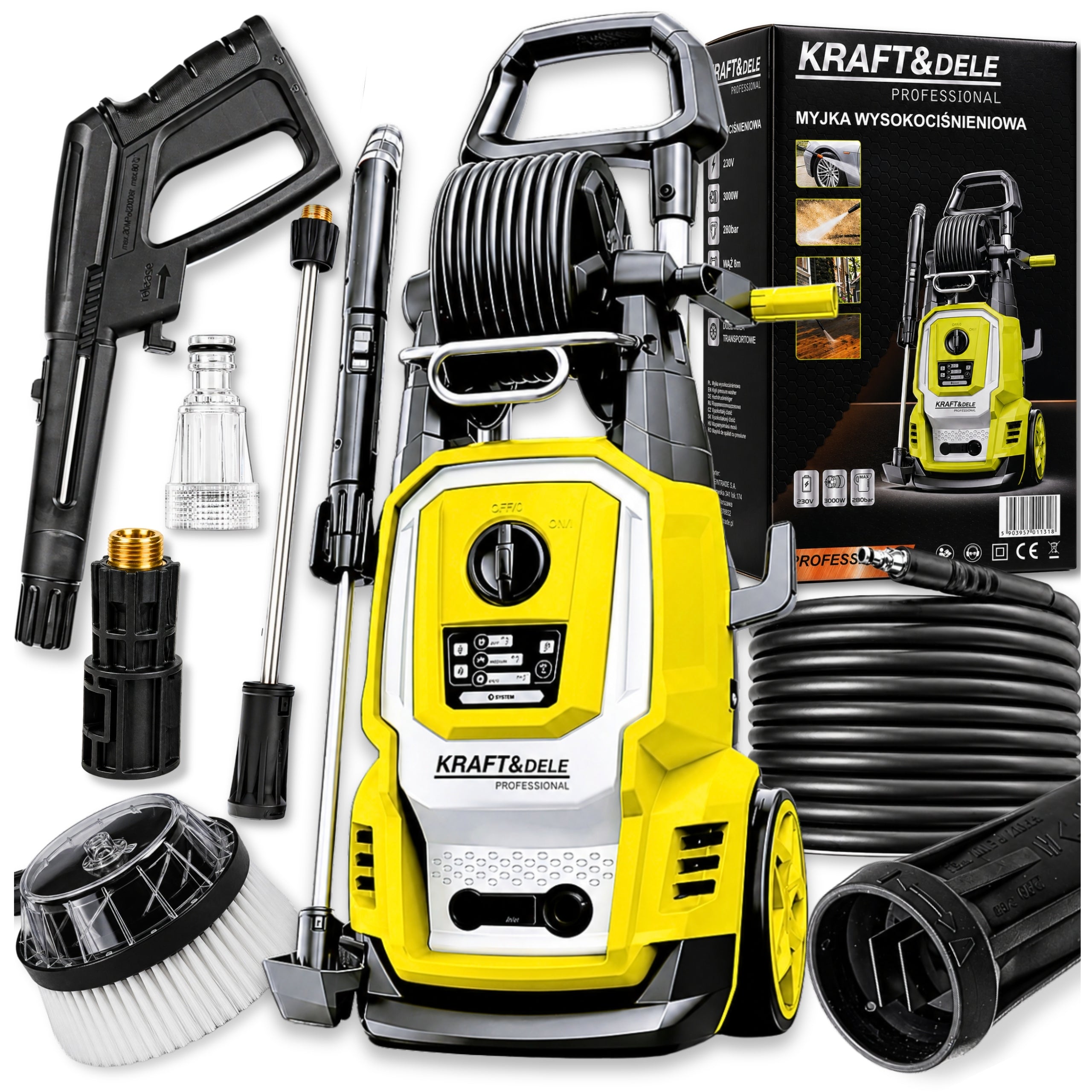 PRESSURE WASHER 280 BAR BRASS PUMP STRONG INDUCTION LARGE SET 3000W