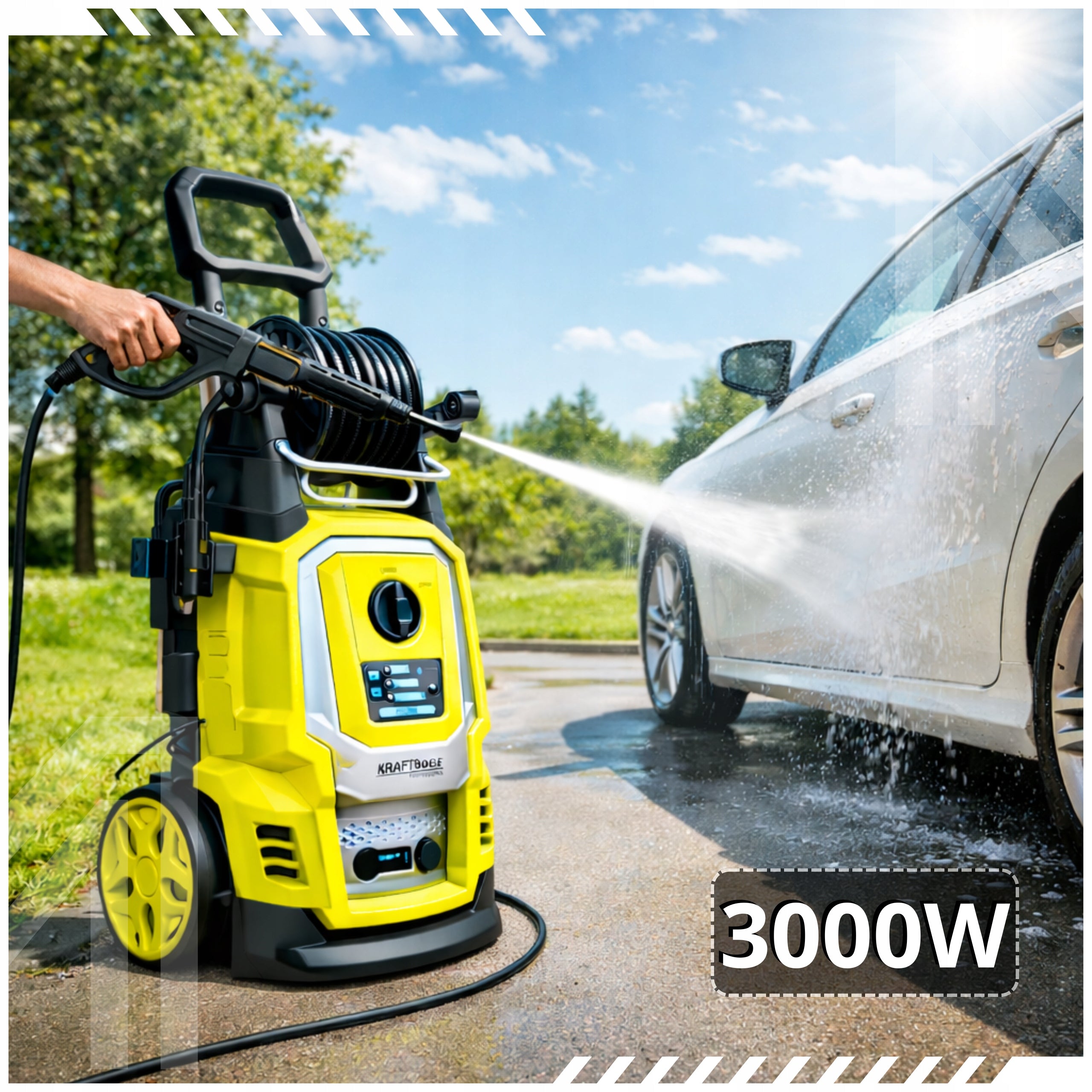PRESSURE WASHER 280 BAR PUMP STRONG BRASS LARGE SET 3000W INDUCTION Manufacturer code MYJKA CIŚNIENIOWA 280 BAR 3000W DUŻY ZESTAW