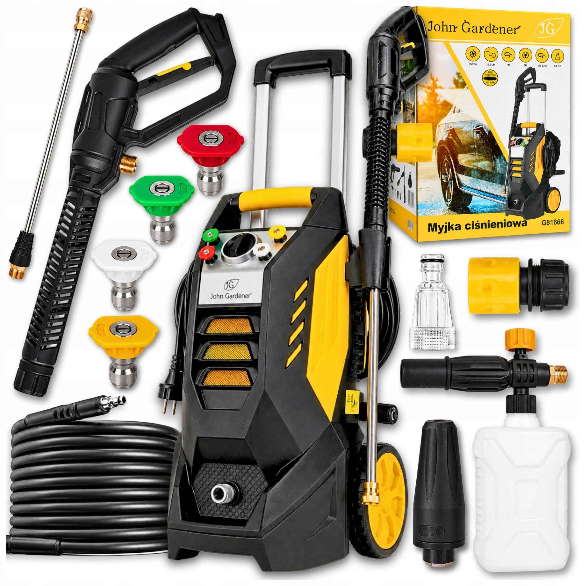 PRESSURE WASHER 300 BAR BRASS PUMP STRONG INDUCTION LARGE SET 2500W