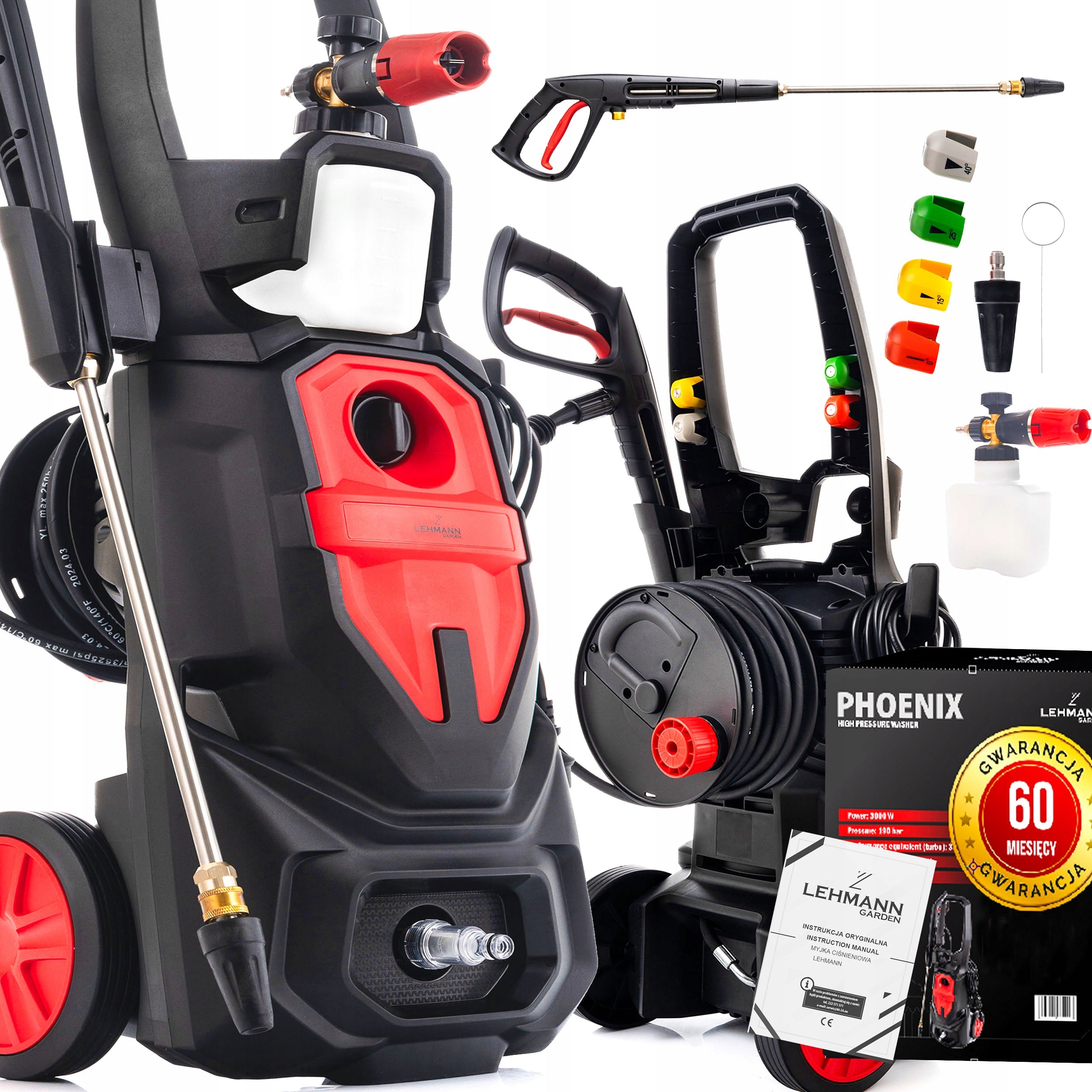 PRESSURE WASHER 350BAR BRASS PUMP 3000W INDUCTION POWERFUL RETRACTOR 12M