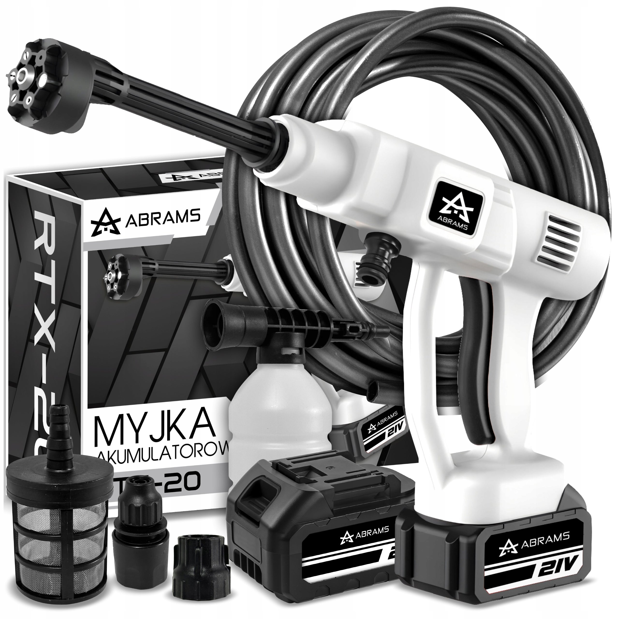 PRESSURE WASHER CORDLESS 60BAR 2 BATTERIES 4AH 21V MULTI NOZZLE