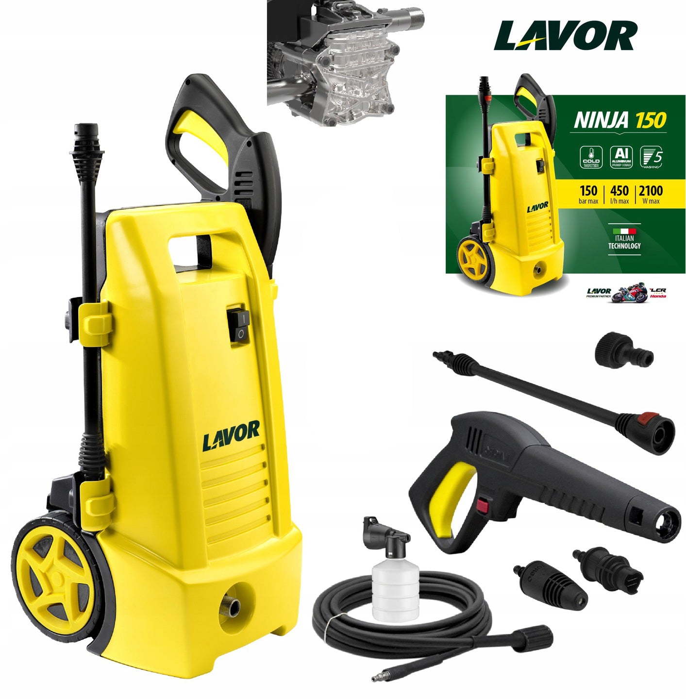 PRESSURE WASHER LAVOR NINJA 300 eW BAR 2100 W ENGINE ALU PUMP