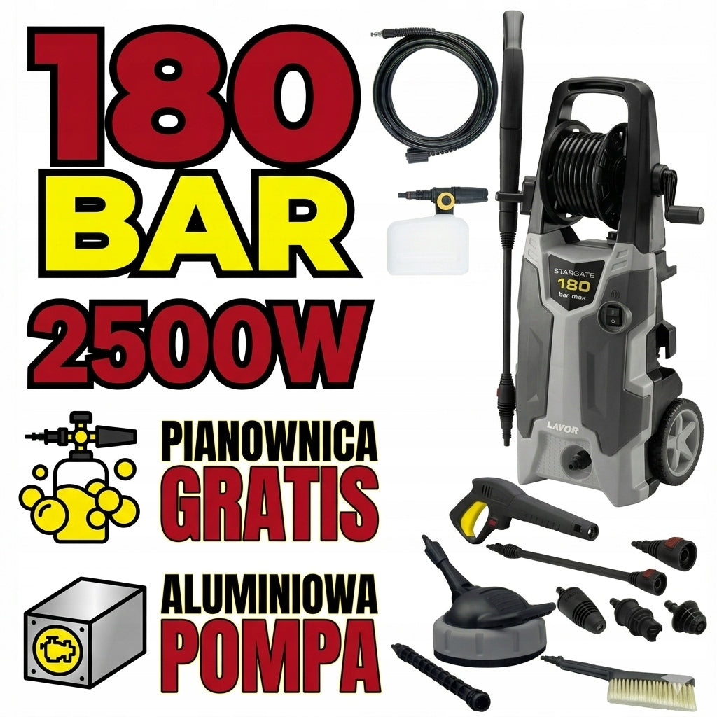 PRESSURE WASHER LAVOR STARGATE 2500W 180 BAR ALUMINIUM FOAMER PUMP Packaging status original