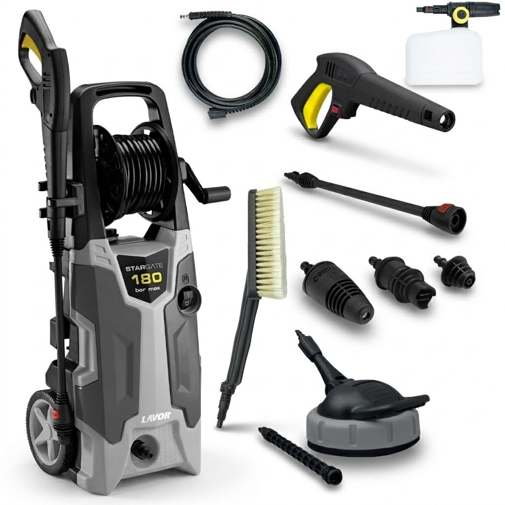 PRESSURE WASHER LAVOR STARGATE 2500W 180 BAR ALUMINIUM FOAMER PUMP