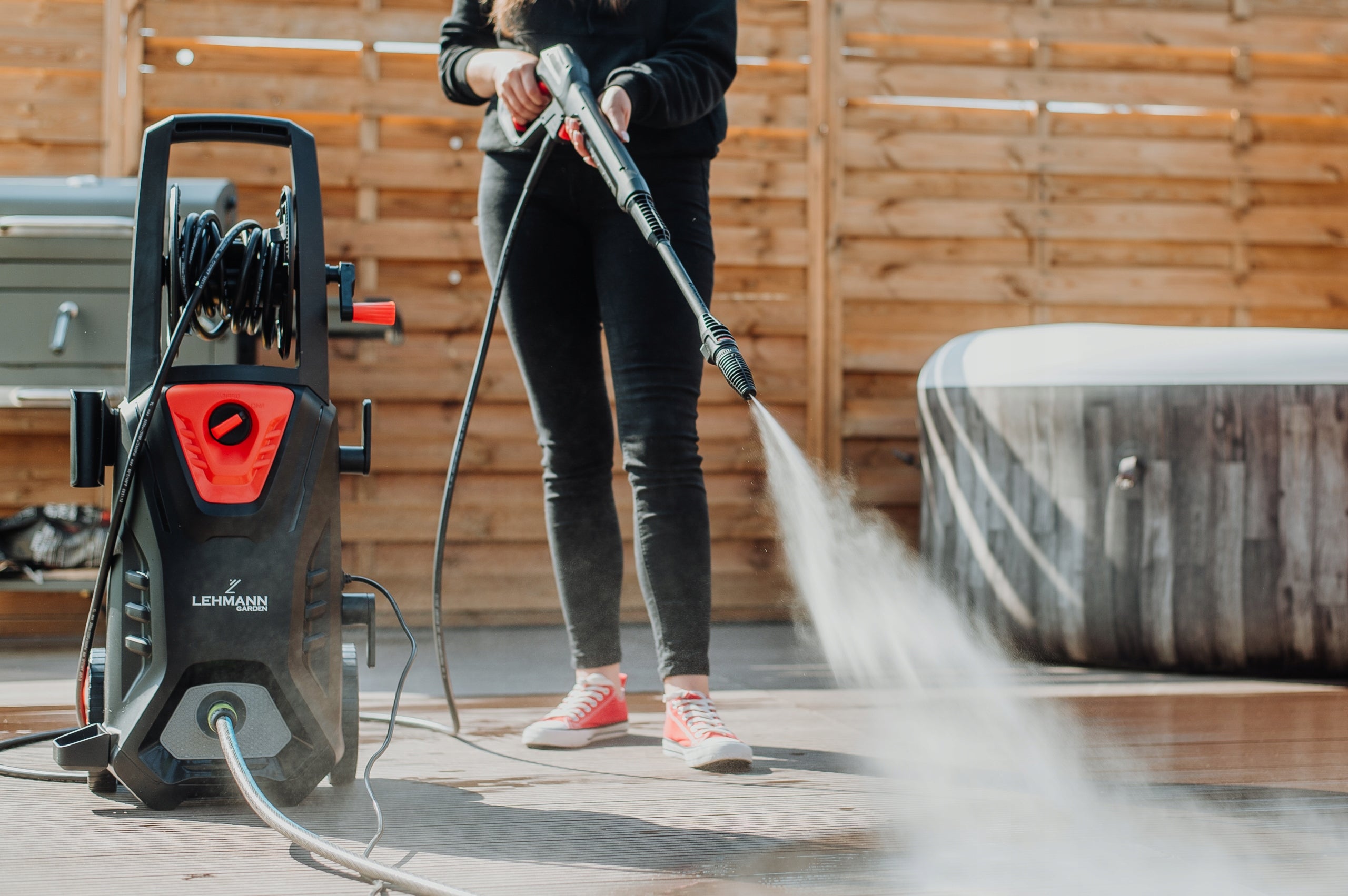 PRESSURE WASHER LEHMANN WITH RETRACTOR POWER 290 BAR RICH ALUMINIUM SET Manufacturer code MYJKA CIŚNIENIOWA SAMOSSĄCA LEHMANN TURBO 290