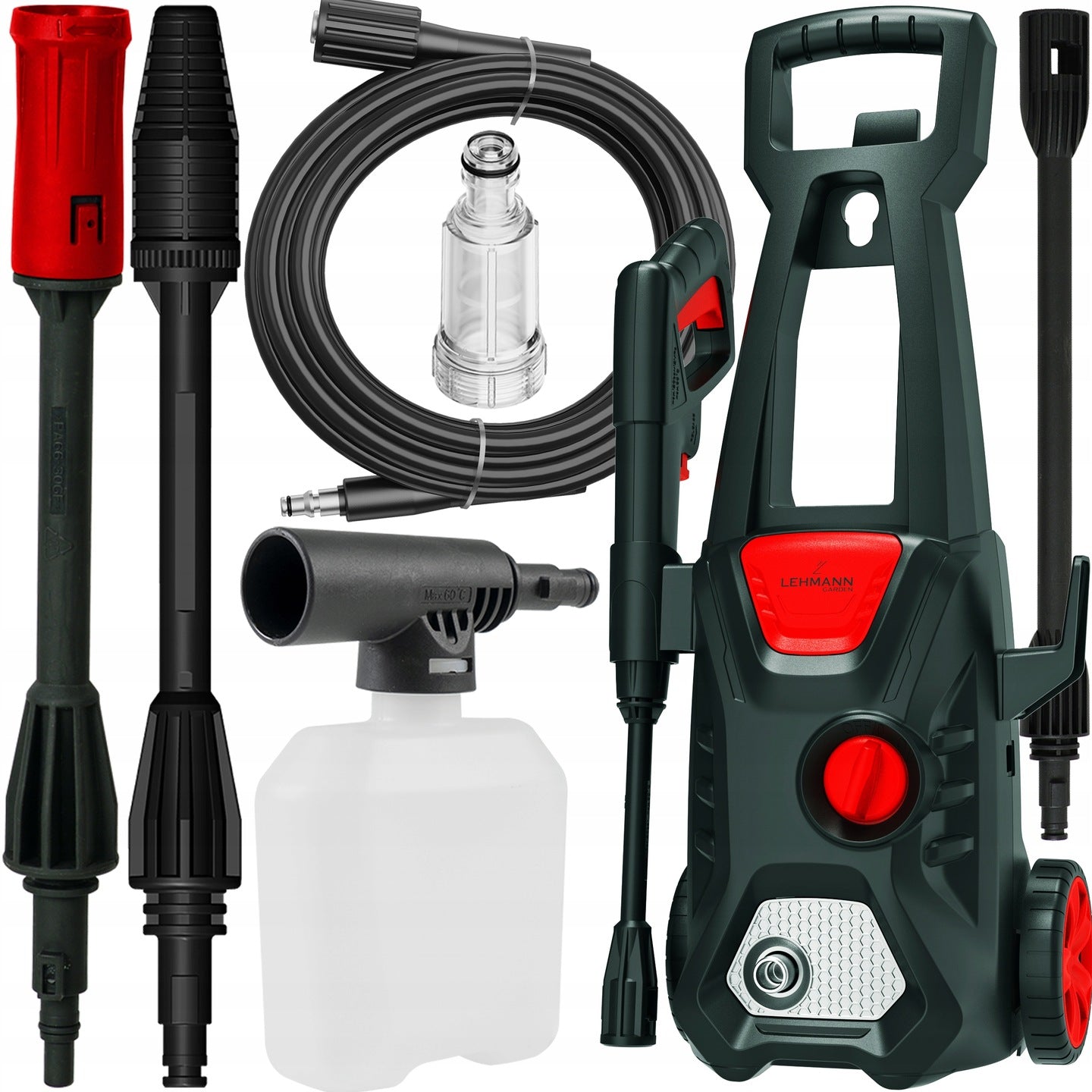 PRESSURE WASHER LEHMANN YUKON 230 BAR SELF-SUCTION FOAMER 2x LANCE STRONG Packaging status original