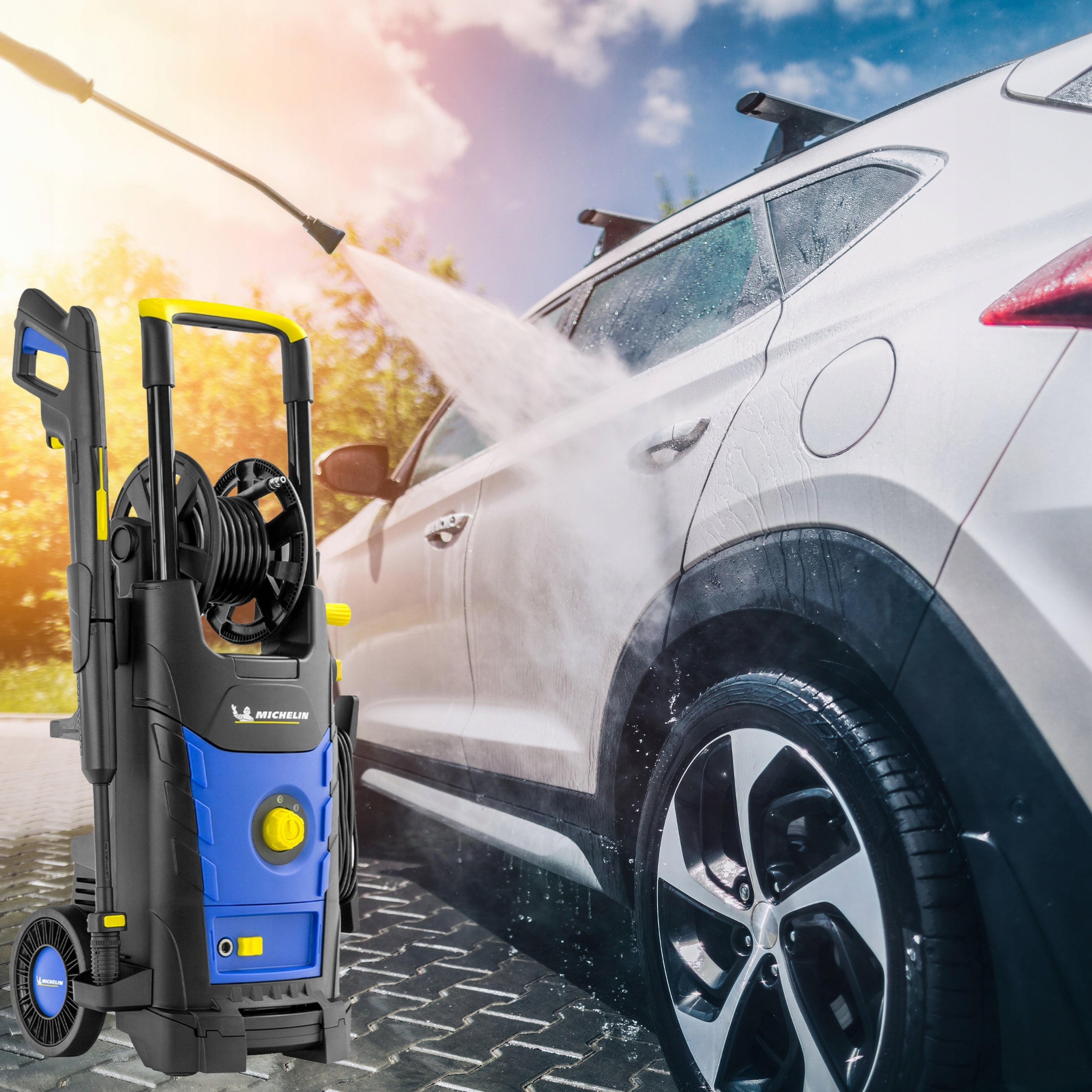 PRESSURE WASHER MICHELIN MOBILE 2500W BRUSHES 285 BAR ALUMINUM PUMP Brand Michelin