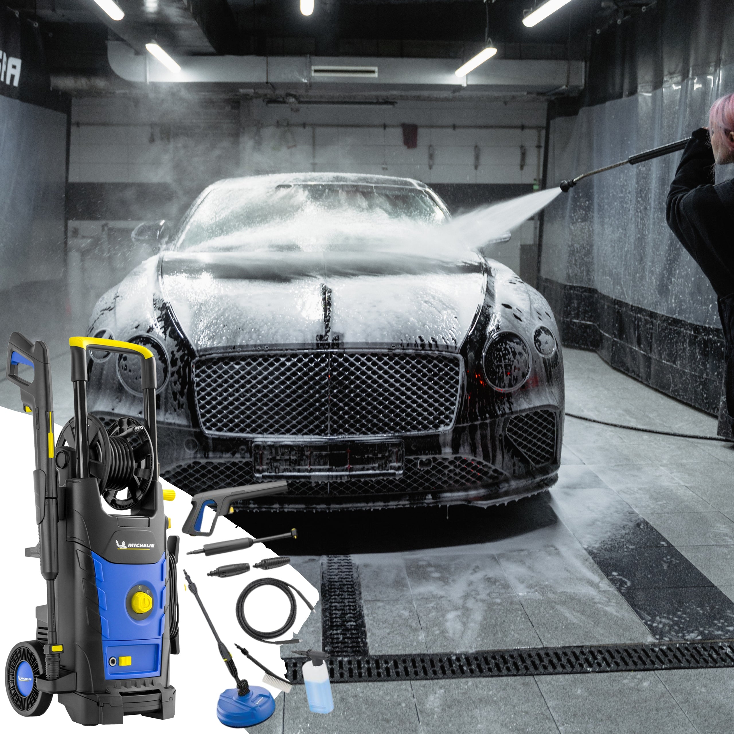 PRESSURE WASHER MICHELIN MOBILE 2500W BRUSHES 285 BAR ALUMINUM PUMP EAN (GTIN) 8016287148696