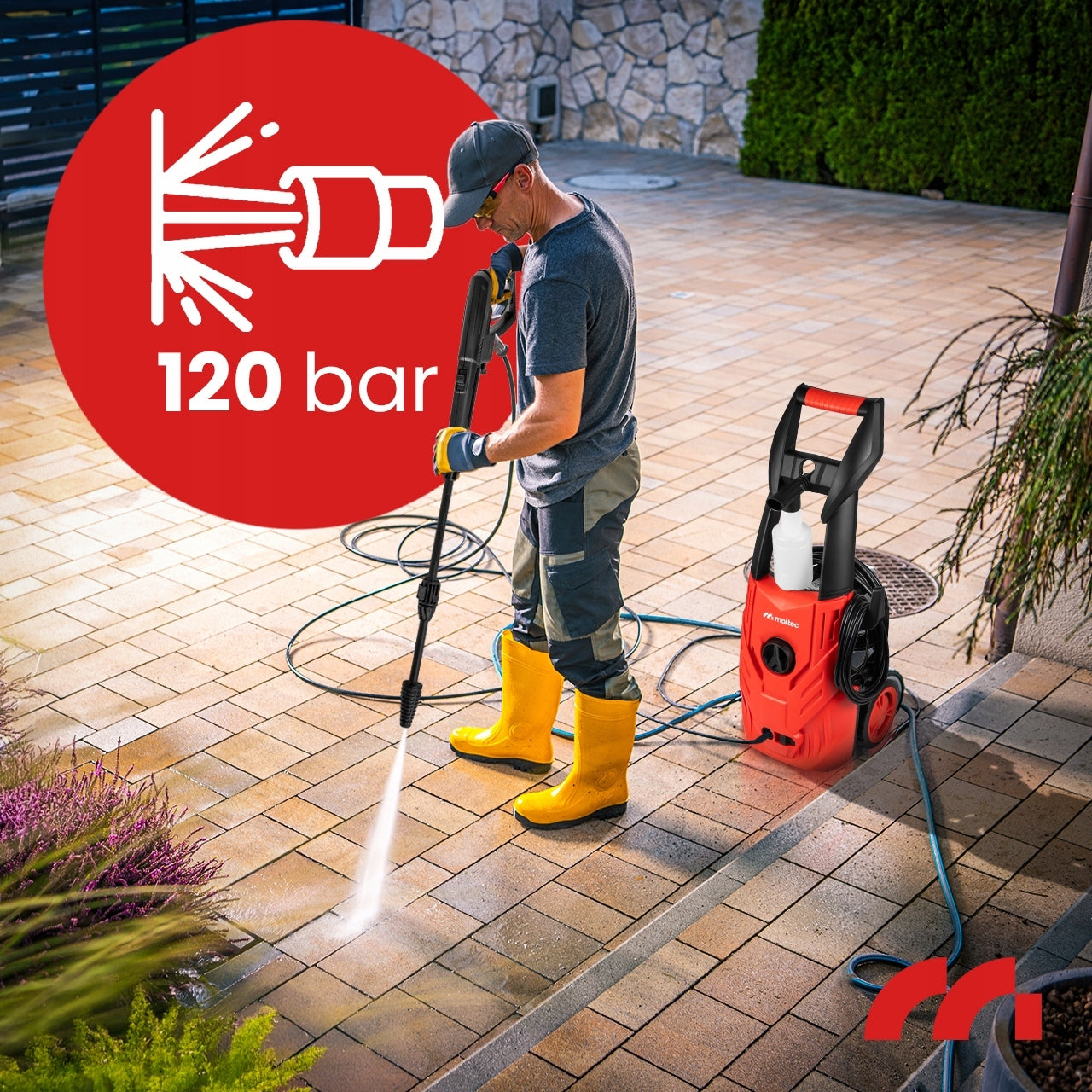 PRESSURE WASHER MalTec COMPACT SELF-SUCTION ALUMINUM TURBO POWERFUL PUMP Operating pressure 120 bar