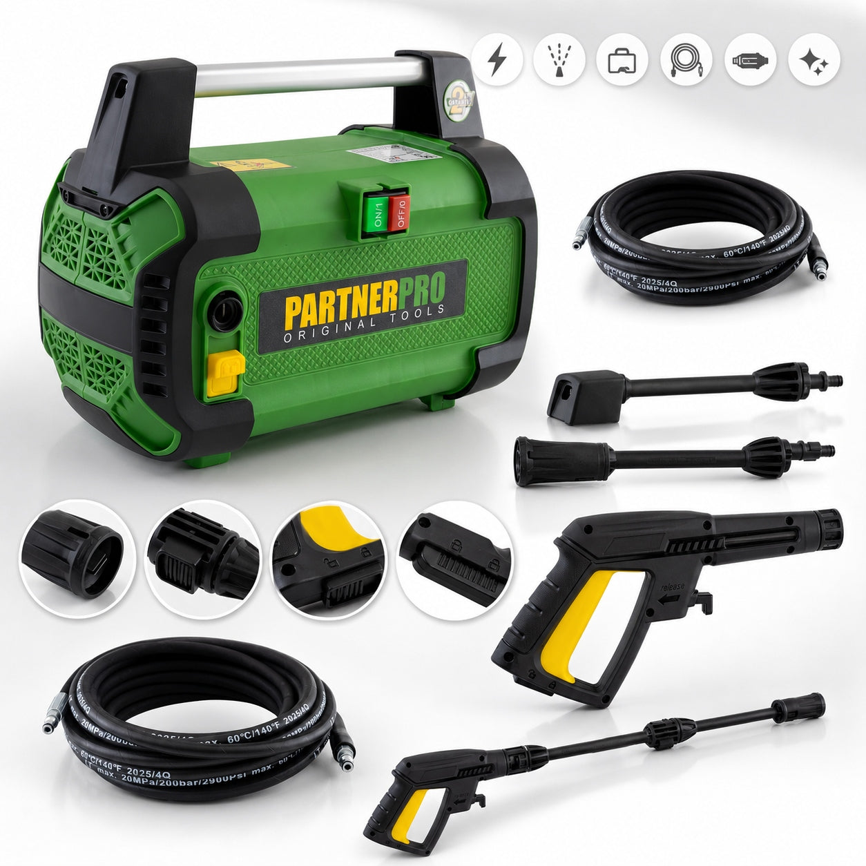 PRESSURE WASHER PARTNERPRO PSP-1800 130 BAR 1800W COMPACT FOR CAR Manufacturer code 17535