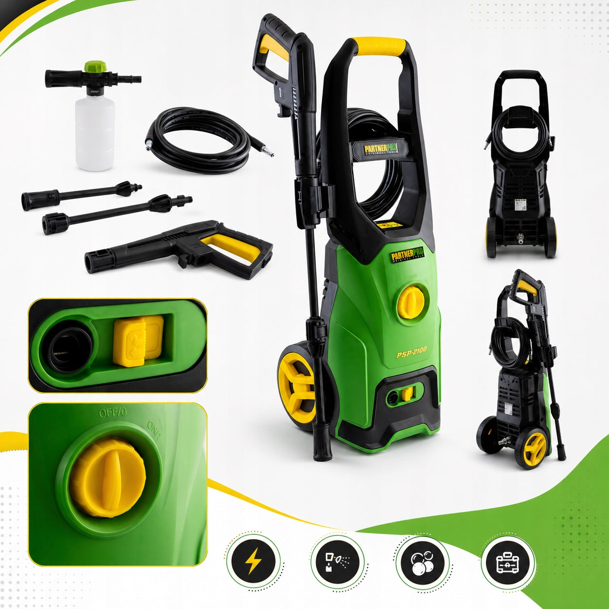 PRESSURE WASHER PARTNERPRO PSP-2100 2100W 140BAR 7 L/MIN FOR CAR AND TERRACE Manufacturer code 17468