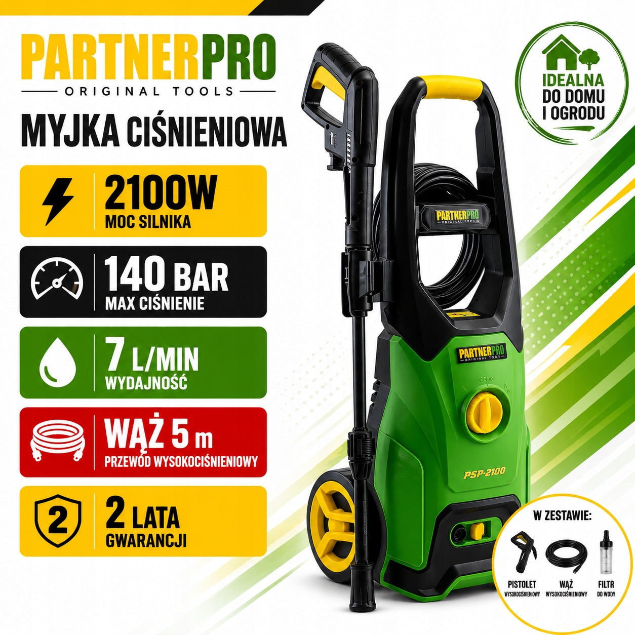 PRESSURE WASHER PARTNERPRO PSP-2100 2100W 140BAR 7 L/MIN FOR CAR AND TERRACE