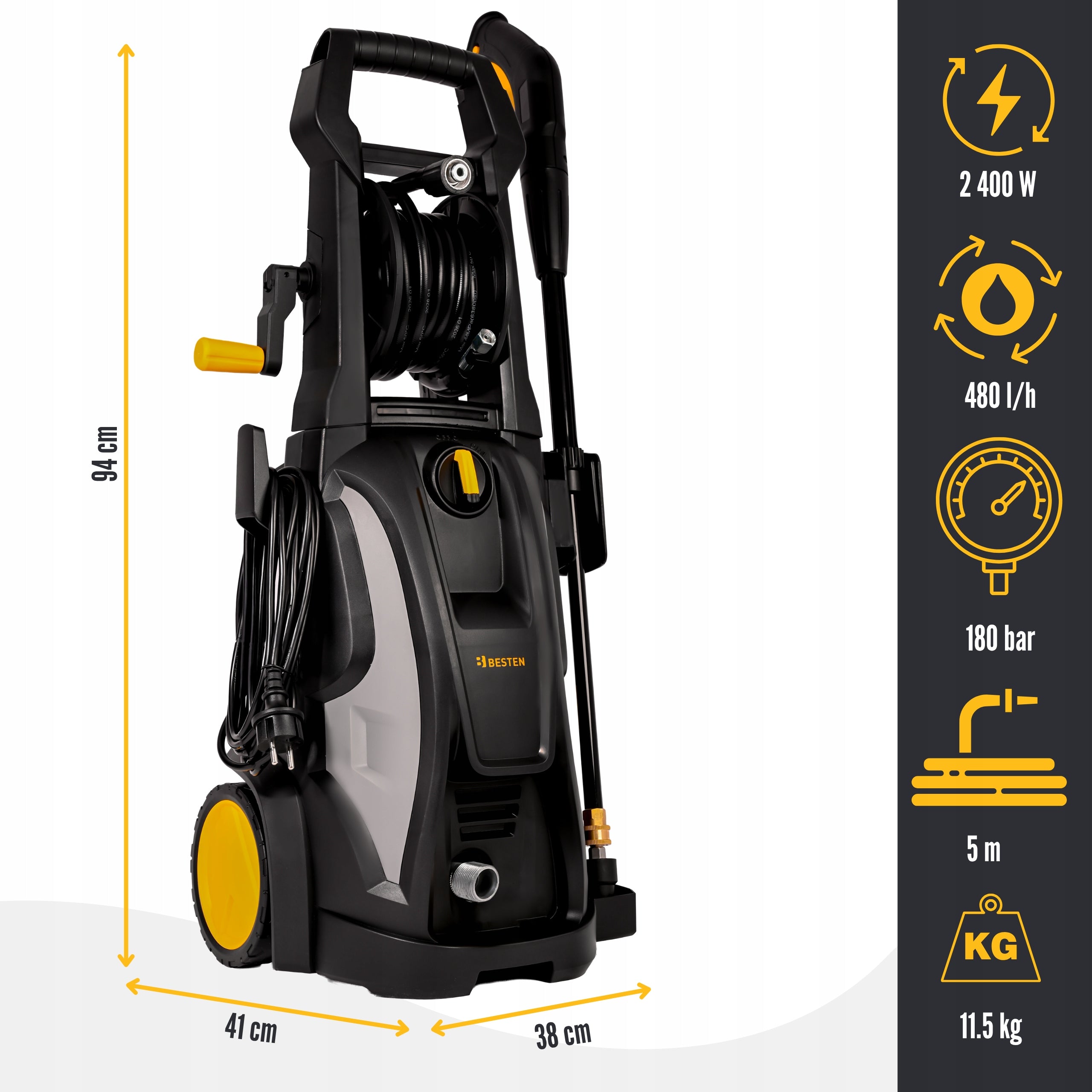 PRESSURE WASHER POWERFUL 180bar ALUMINUM PUMP 2400W BESTEN L8 ALU SET Packaging status original