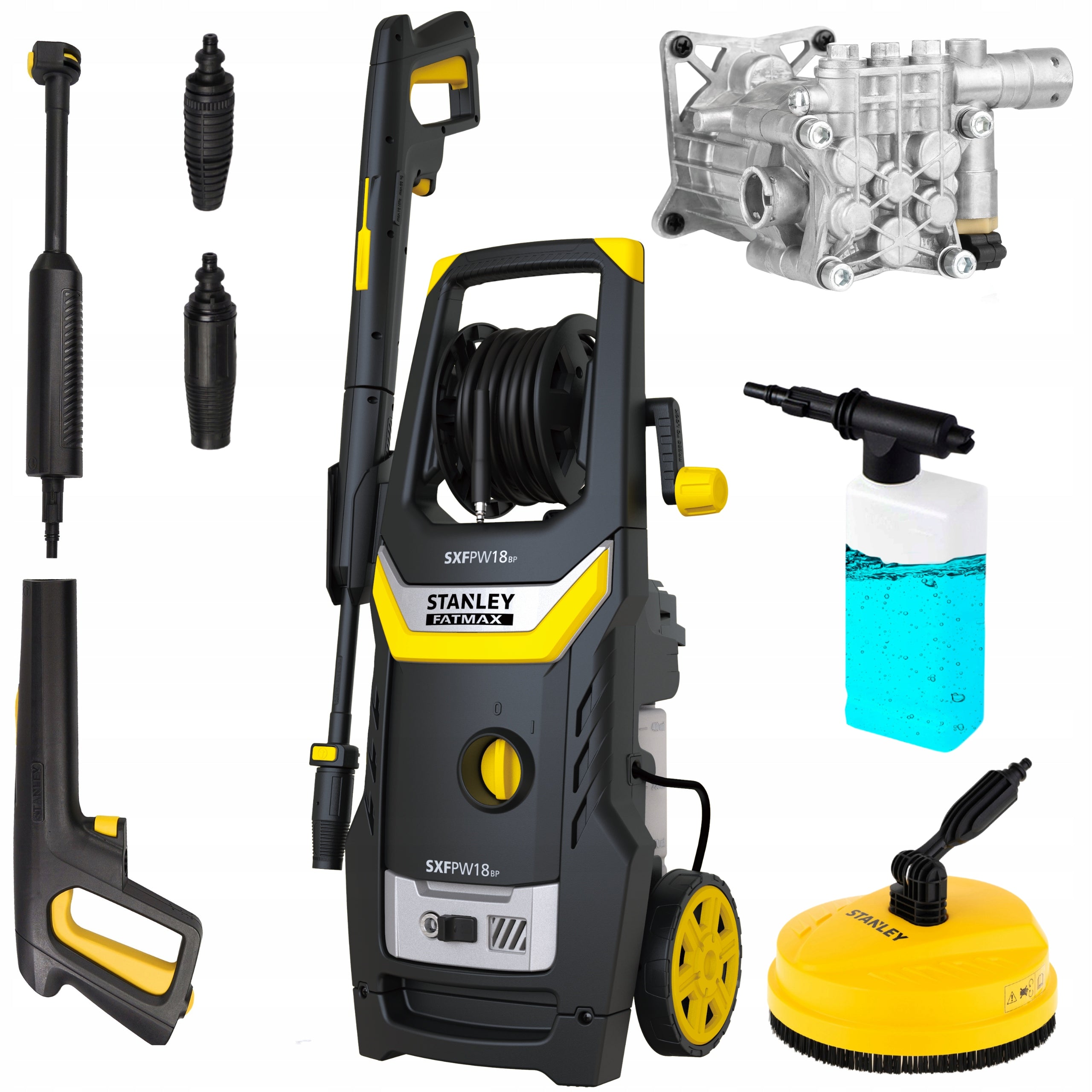 PRESSURE WASHER STANLEY 1800W 190ewBAR ON NOZZLE ALU PUMP + patio brush