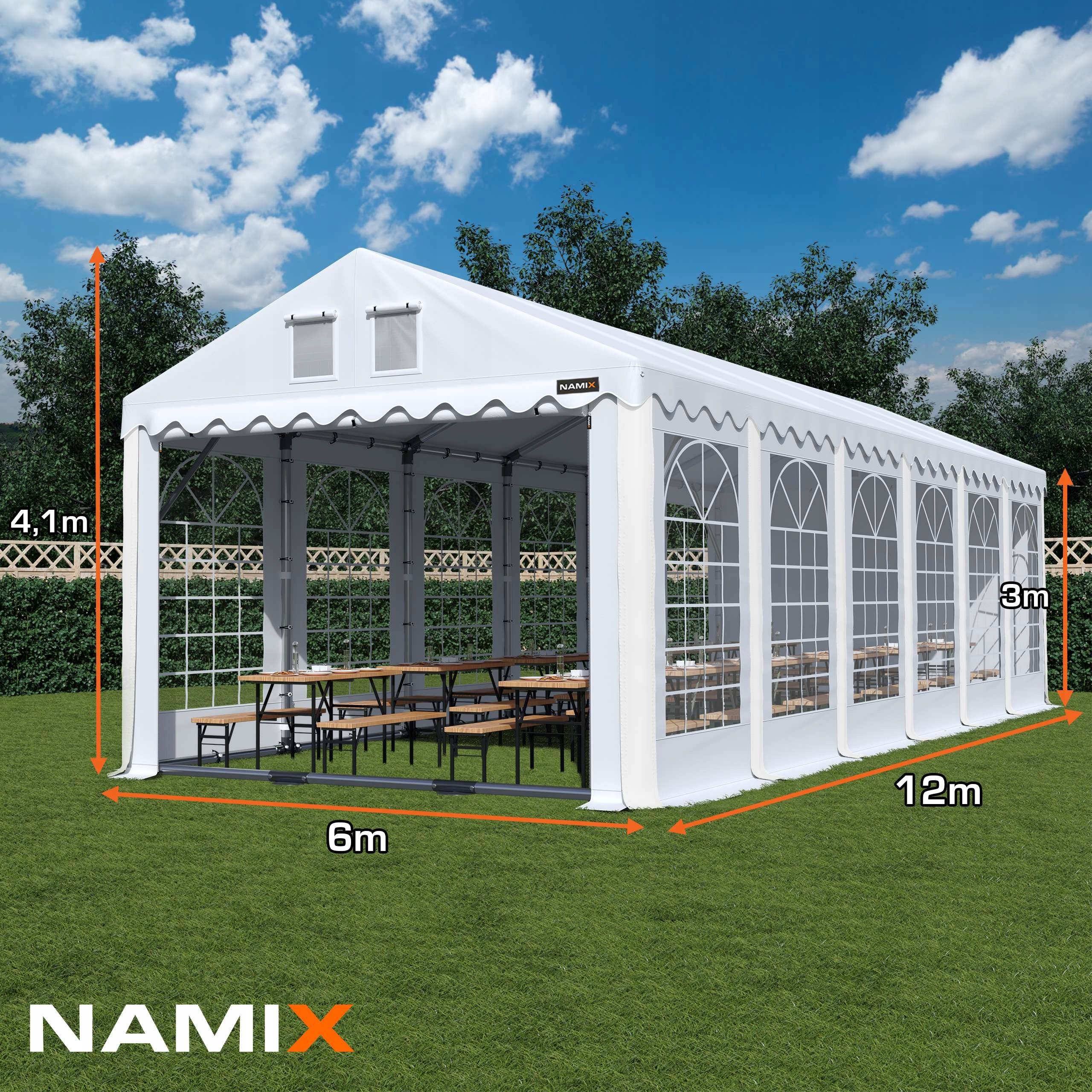 PRESTIGE 6x12 [3m] party tent, VARIOUS COLORS Manufacturer NAMIX