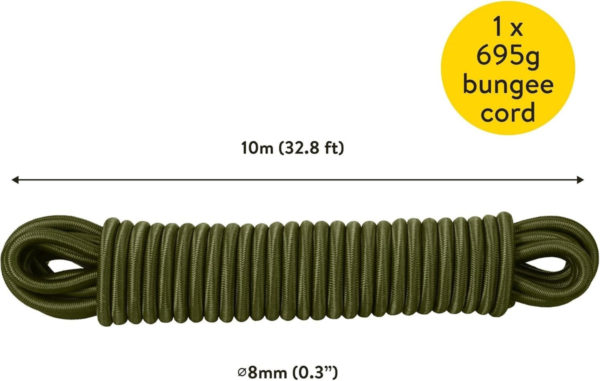 PRETEX cable 8 mm x 10 m - bungee rubber with latex core - OLIVE Manufacturer code Pretex