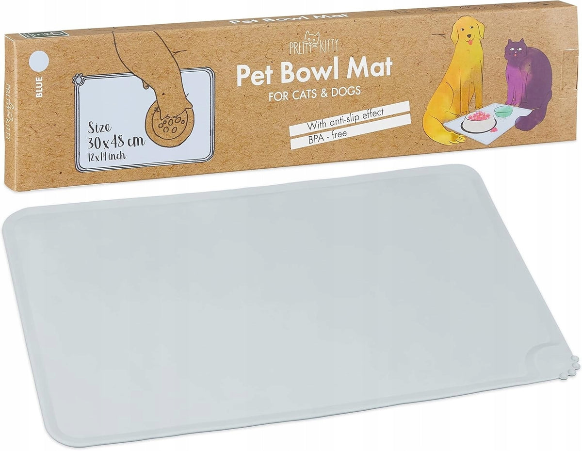 PRETTY KITTY Non-slip bowl mat 30x48cm, blue