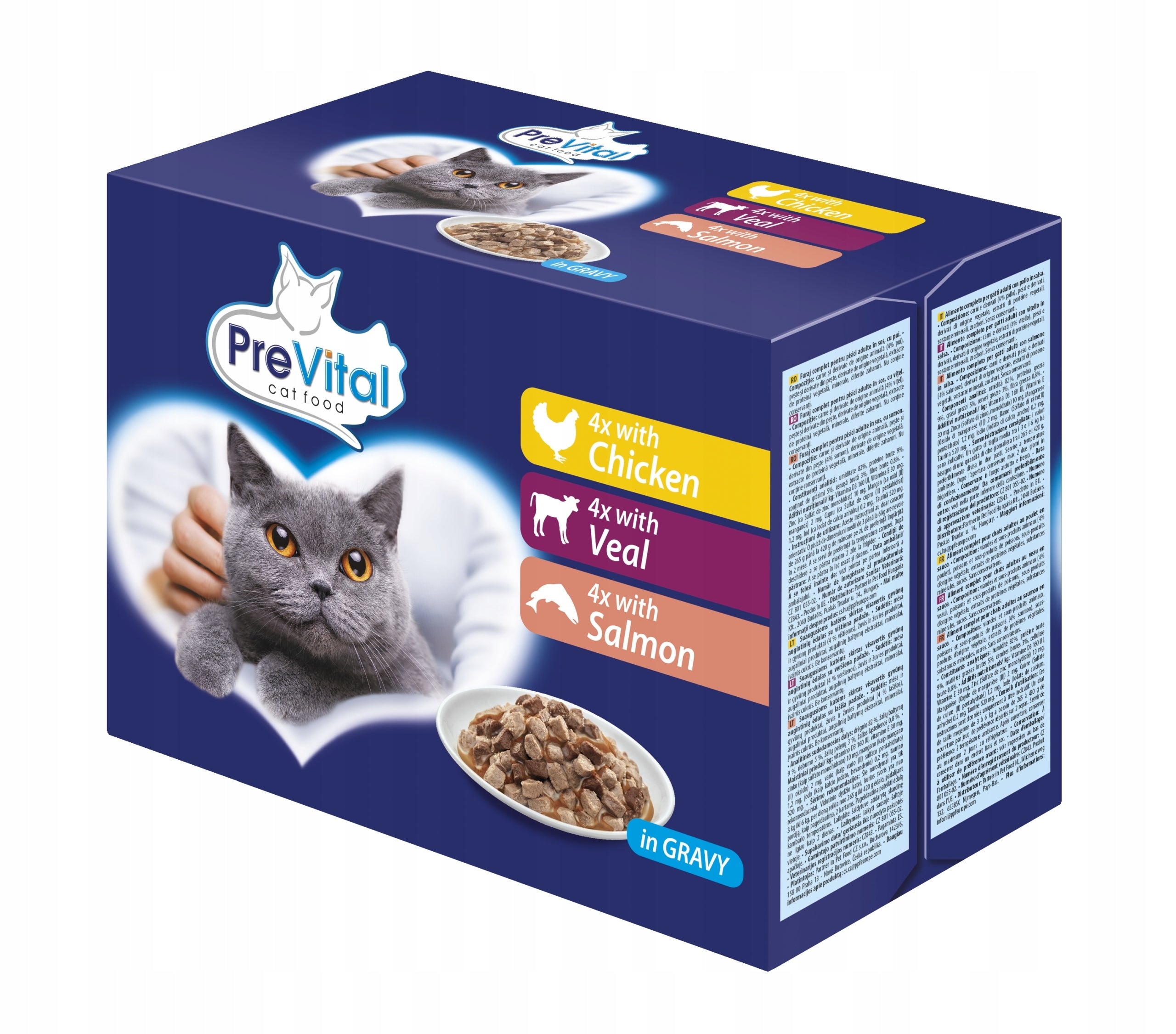 PREVITAL CAT FOOD VITAL BOX MIX VEAL CHICKEN SALMON 24X100G Brand Prevital