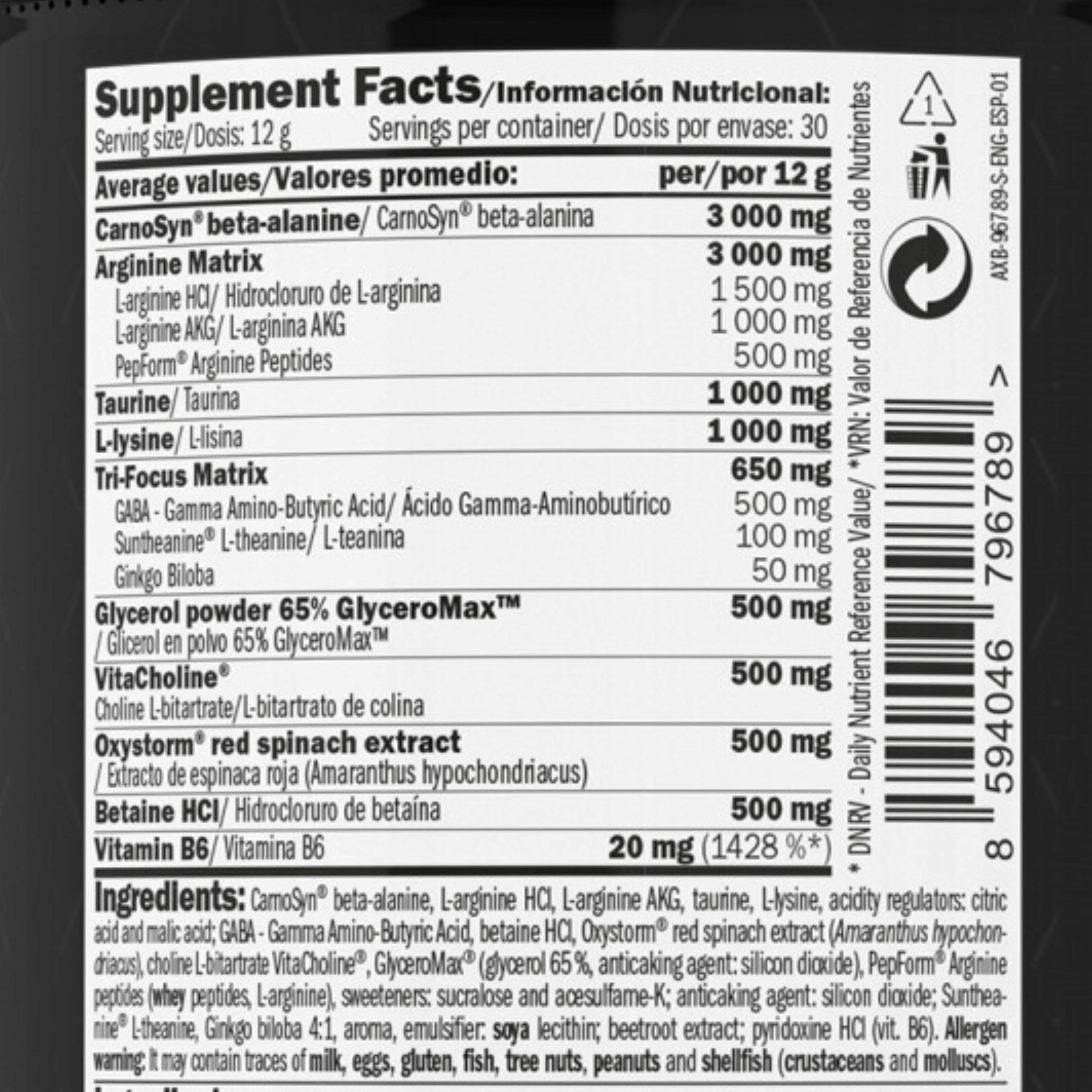 PREWORKOUT WITHOUT CAFFEINE Pre-workout Pump Focus Strength Expiration date at least six months from the date of purchase