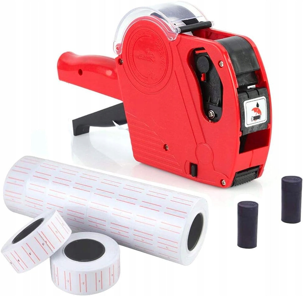 PRICE LABEL GUN RED WITH 10 ROLLS AND 2 CARTRIDGES