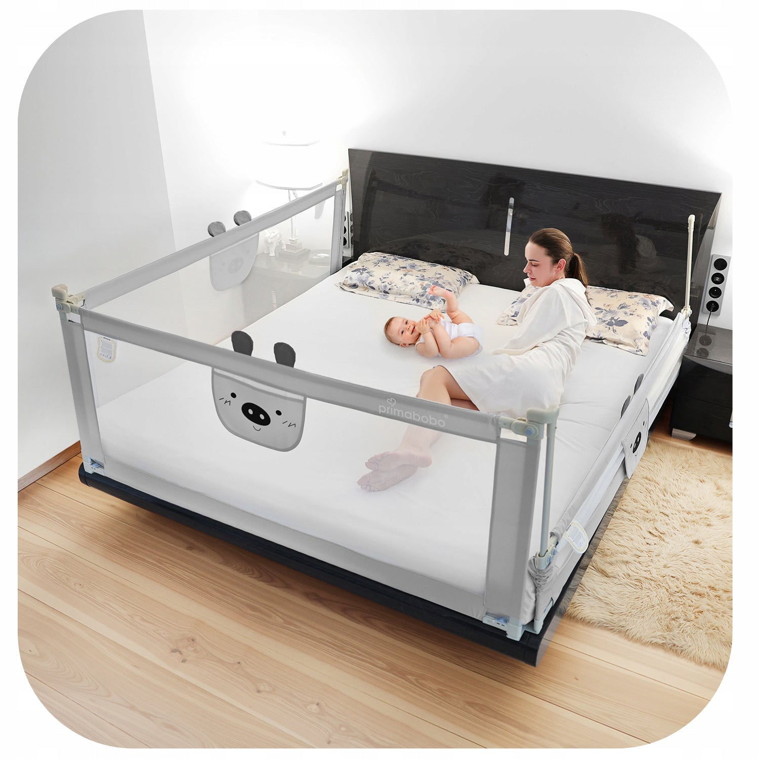 PRIMABOBO Protective barrier for bed BEAR 160cm FOLDING, for children GREY Manufacturer code BM01_SZ 160