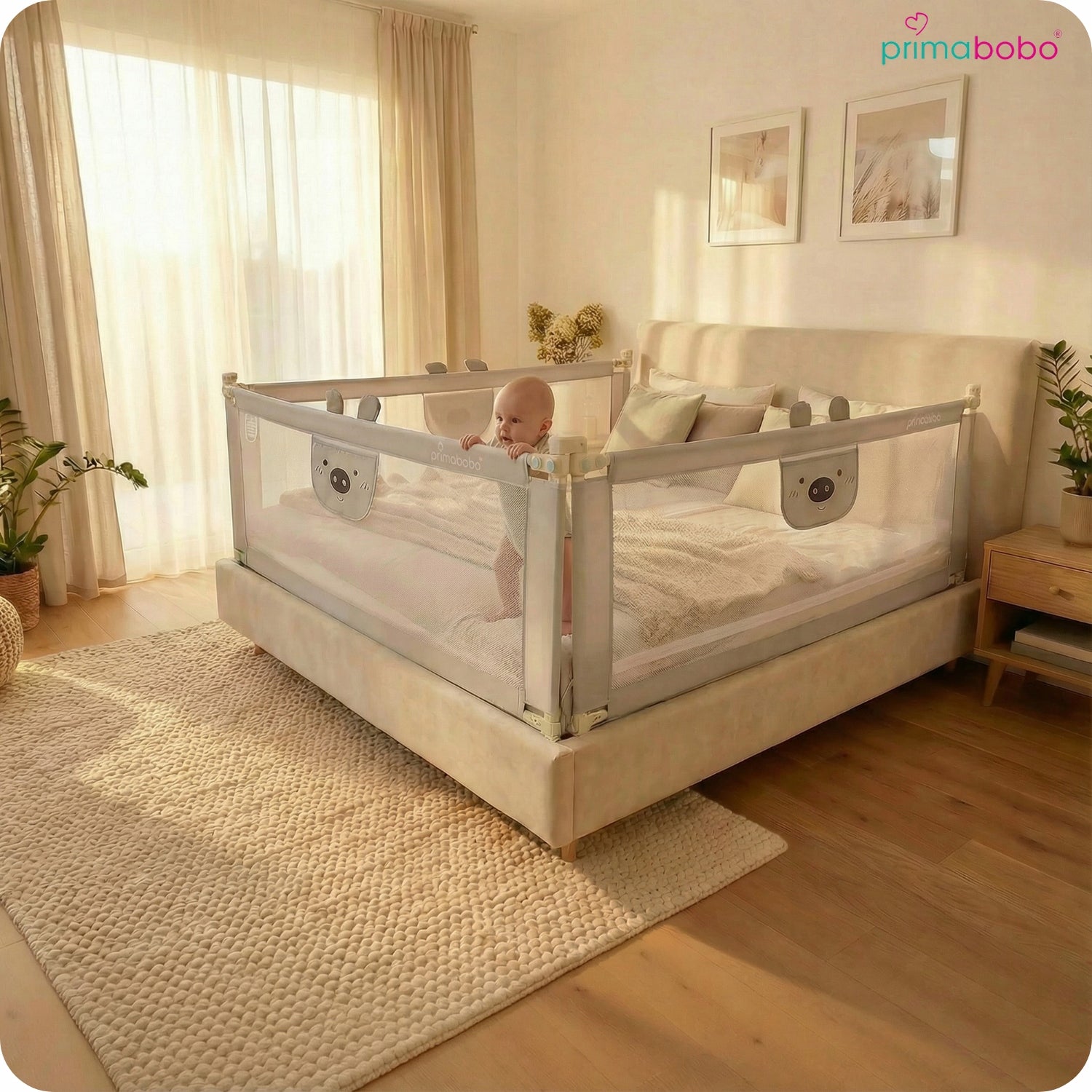 PRIMABOBO Protective barrier for bed BEAR 200x160cm 3 pcs Folding GREY Manufacturer code BM01_SZ 200_160