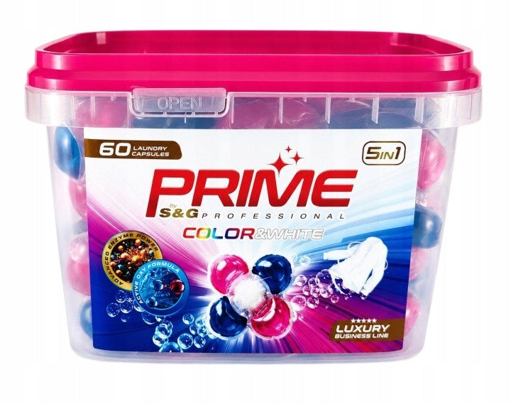 PRIME Color & White 5 in 1 Washing Capsules, 60 Pack