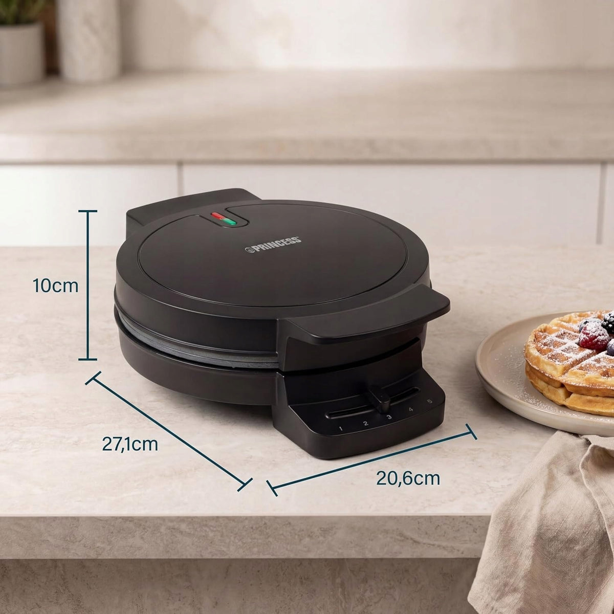 PRINCESS DELUXE 1000W WAFFLE MAKER - 5 HEART-SHAPED WAFFLES, Packaging status original