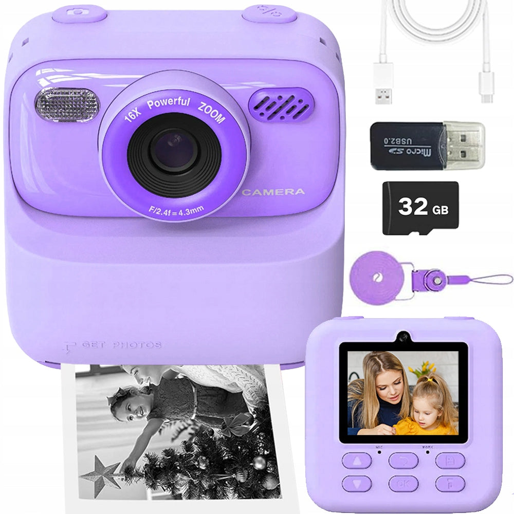 PRINT INSTANT CAMERA THERMAL PRINTER+32GB CARD