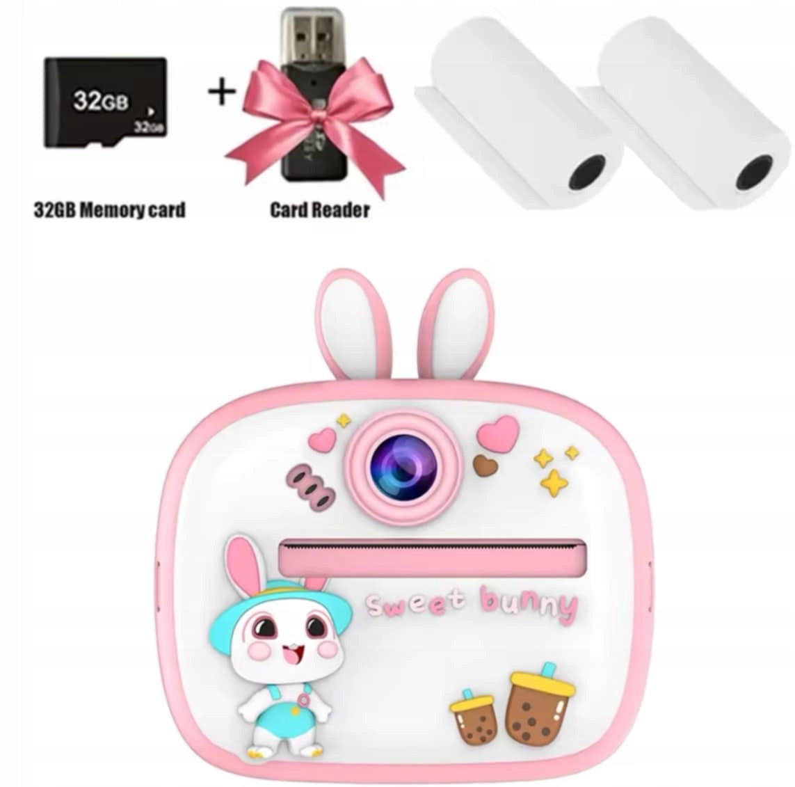 PRINT, MINI CAMERA MODE MP3,GAME,USB,MEMORY CARD 2 ROLLS PAPER,CAMERA