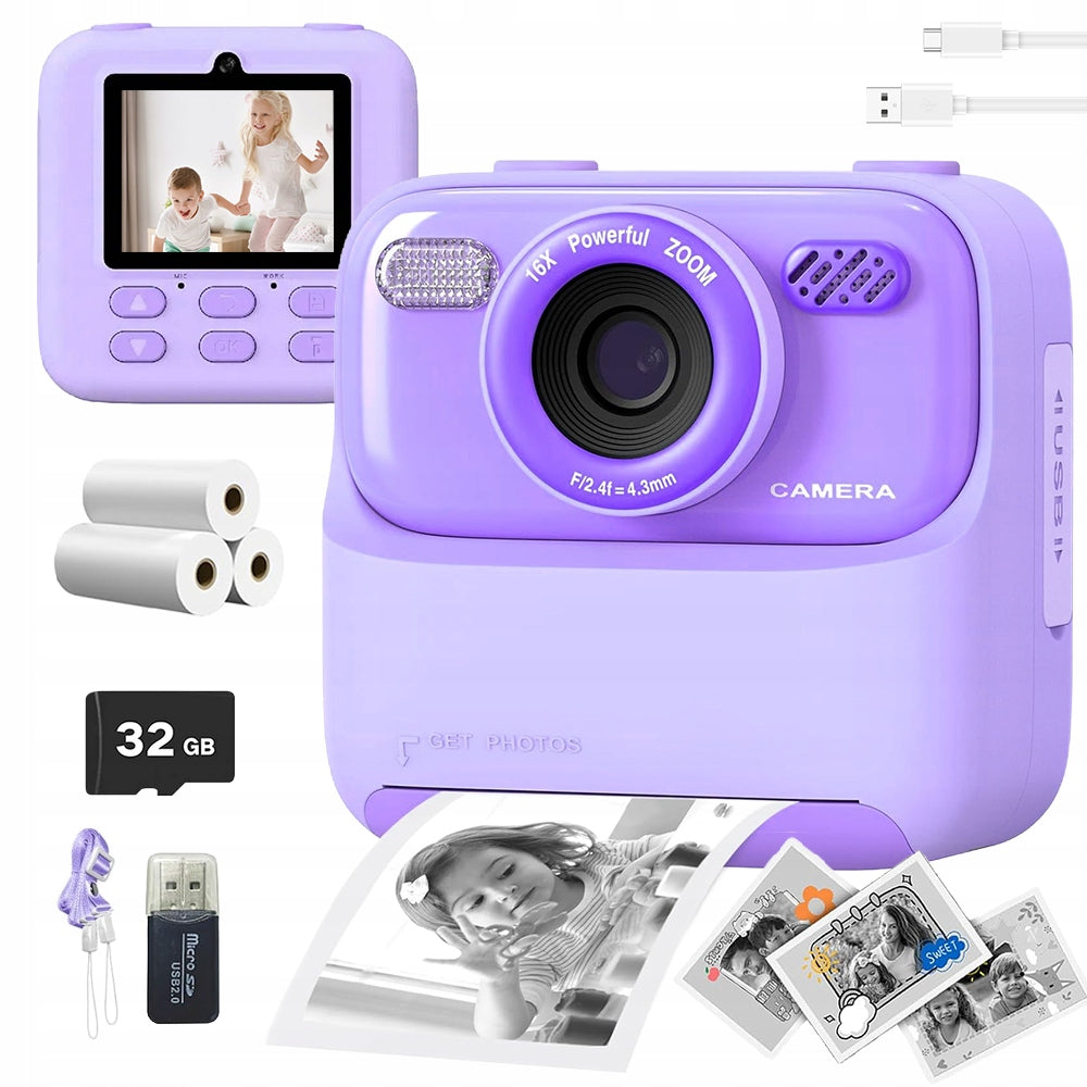 PRINTER PRINT THERMAL INSTANT CAMERA SET XXL + 32GB + 3 ROLLS