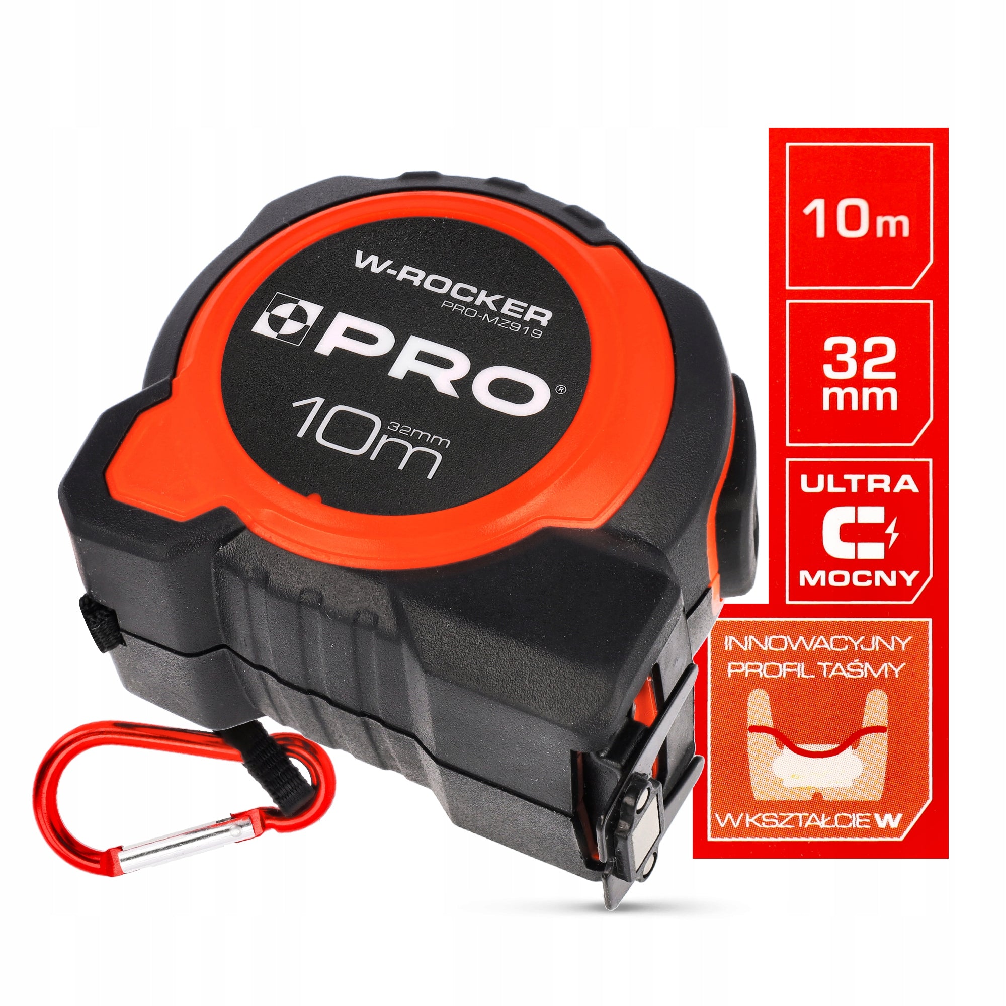 PRO W-ROCKER 10 m x 32 mm SUPER DURABLE RETRACTABLE MEASURE 10mb Certificates of conformity CE WEEE