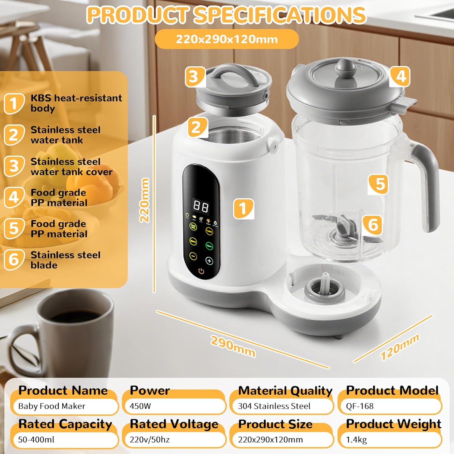 PROCESSOR STEAMER FOR BABY MEALS 400ML 4IN1 MIXING Brand no brand