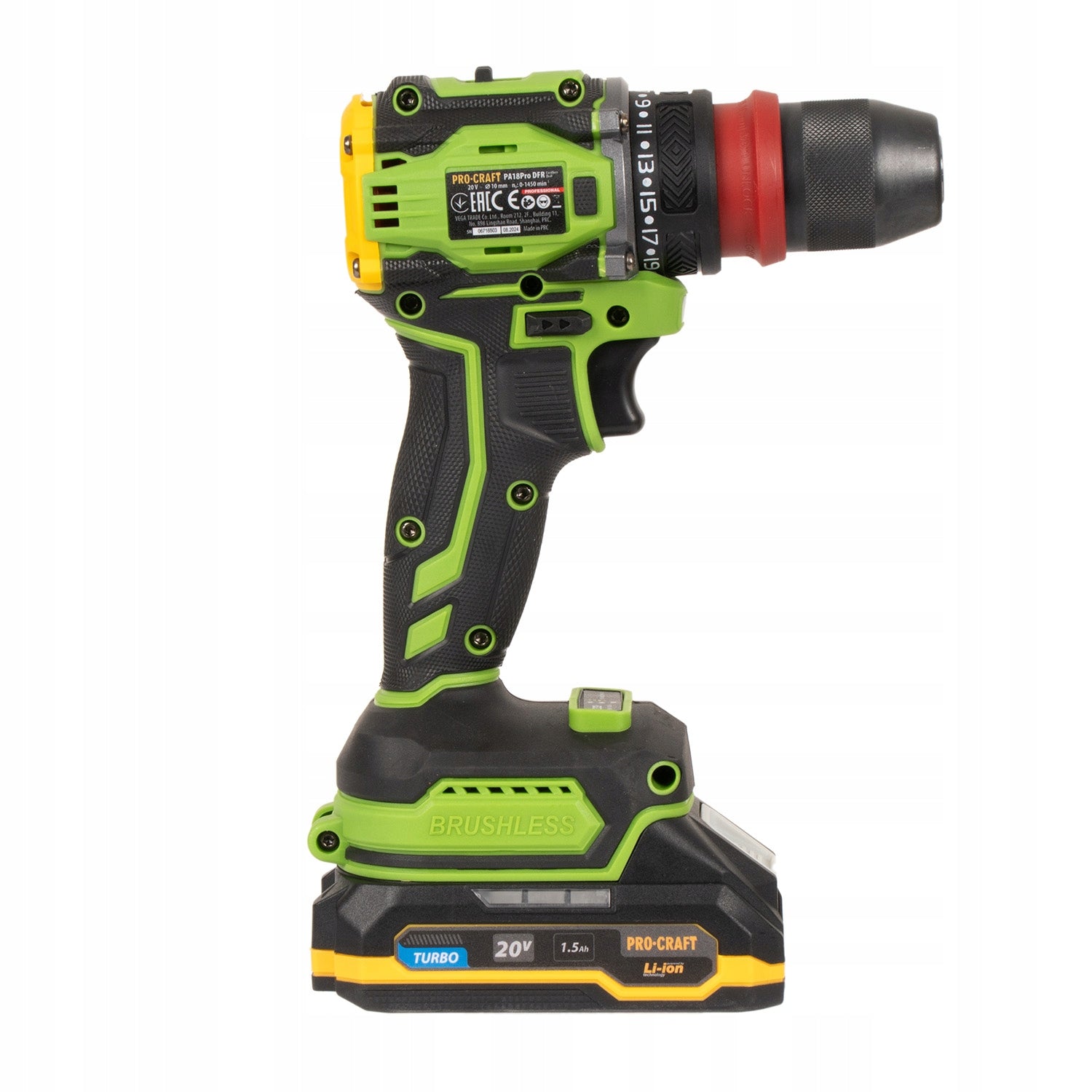 PROCRAFT PA18PRO DFR drill/driver 20V 1,5Ah 30Nm suitcase Battery capacity 1.5 Ah