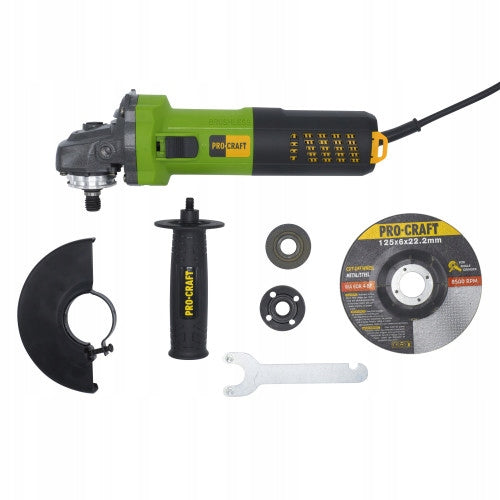 PROCRAFT PW1550 ANGLE GRINDER 125MM 850W BRUSHLESS LIGHTWEIGHT + FREEBIE Manufacturer code PW1550
