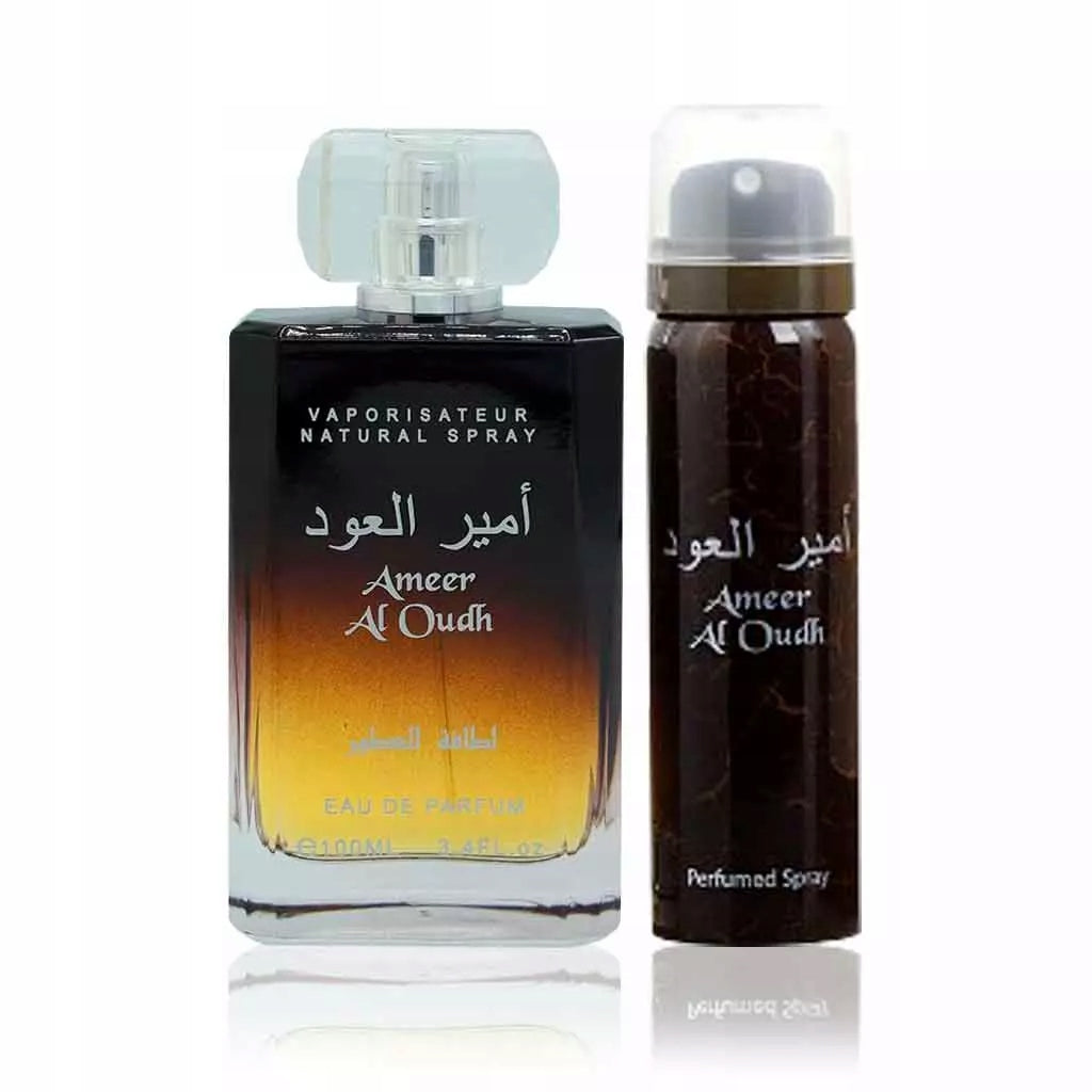 PRODUCT LATTAFA AMEER AL OUDH 100ML EDP +50ML DEODORANT SPRAY Packaging status original