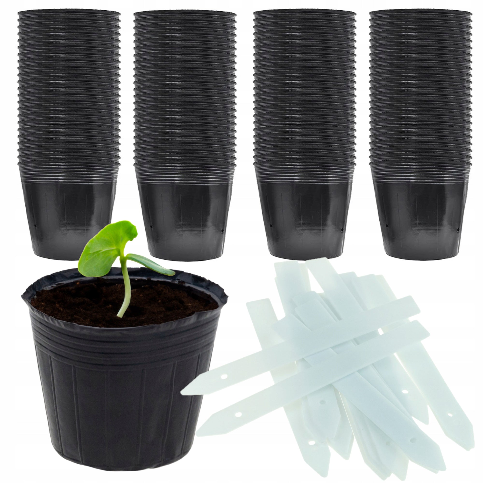 PRODUCTION POTS P9 100pcs FOR SEEDLING CROPS 9x8,5cm+10xmarkers