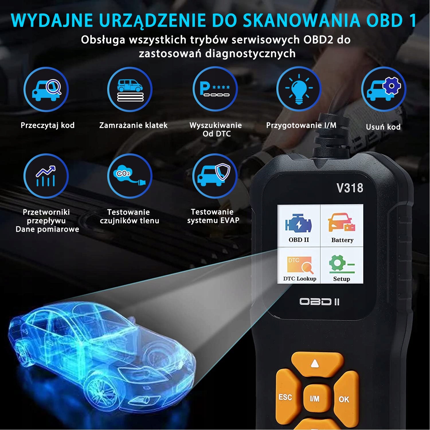 PROFESJONALNY TESTER DIAGNOSTYCZNY OBD2Dotyczy większości modeli samochodów Brand no brand