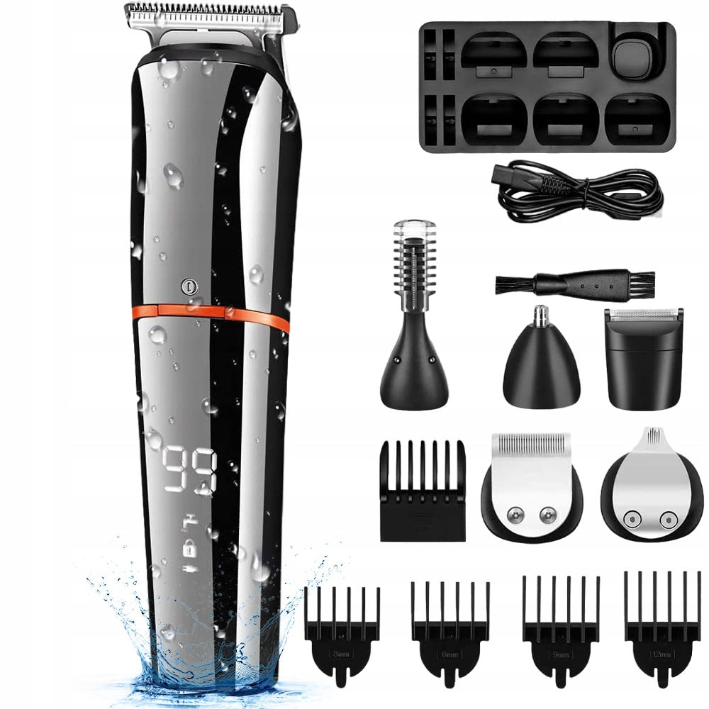 PROFESSIONAL 6IN1 TRIMMER WITH TITANIUM BLADES WATER PROOF LED