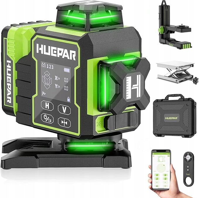 PROFESSIONAL CROSS LASER GREEN Huepar W04CG LEVEL 360° 40 m SUITCASE