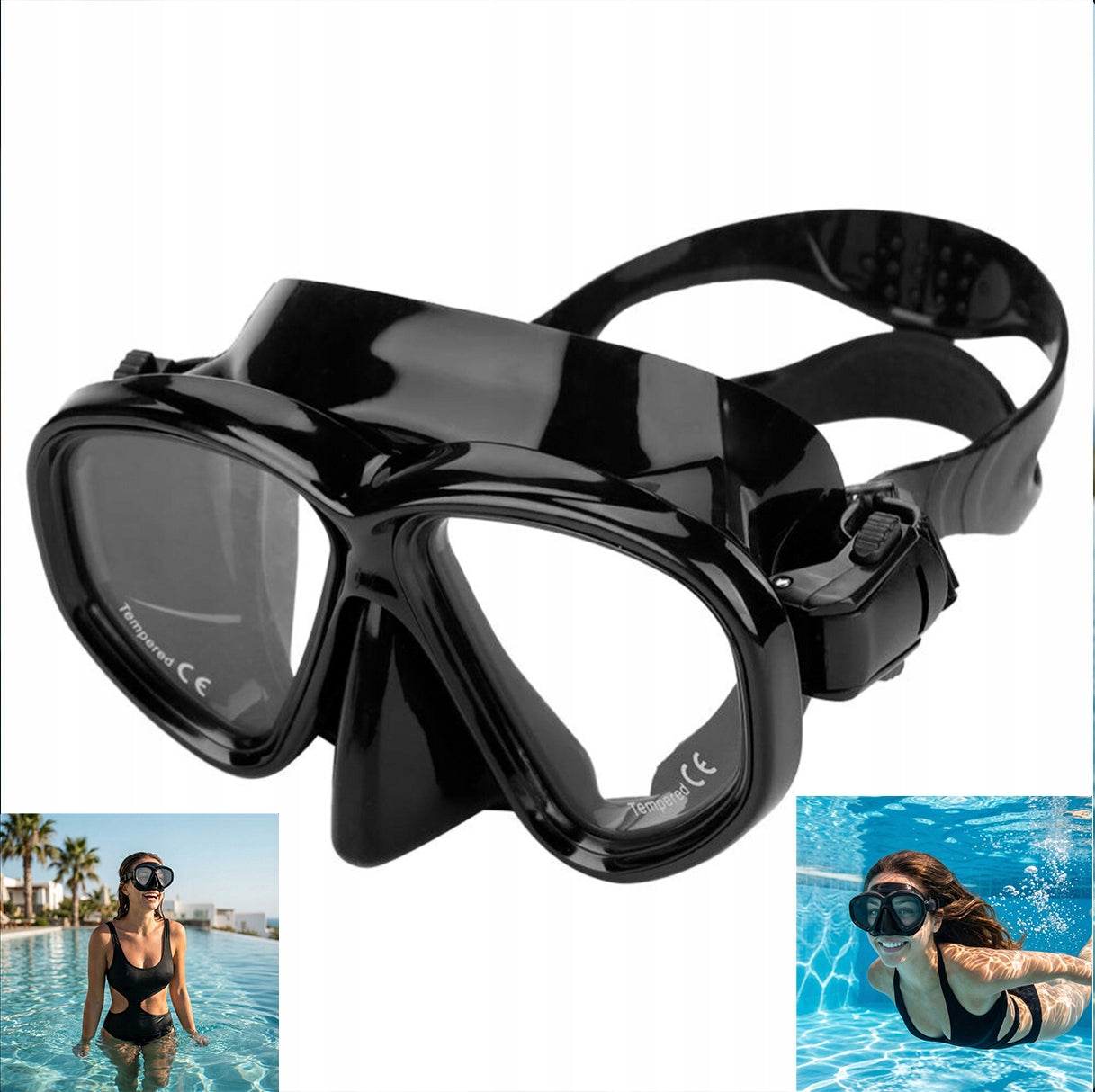 PROFESSIONAL DIVING MASK PERFECT TIGHT BLACK FOR SUMMER