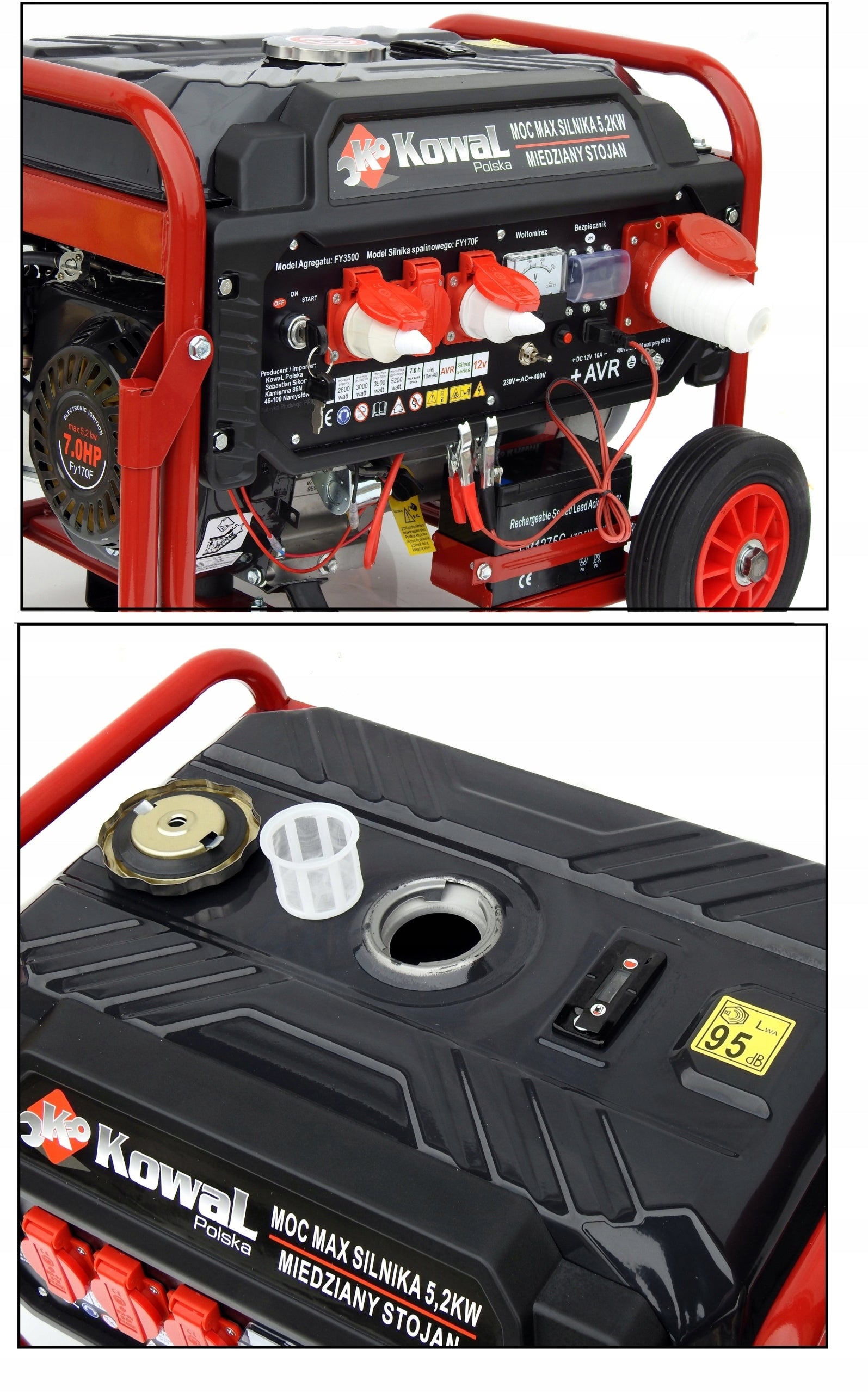 PROFESSIONAL GENERATOR SET 5,2kW EL-START AVR+ COPPER STATOR blacksmith Manufacturer code KOWAL A4